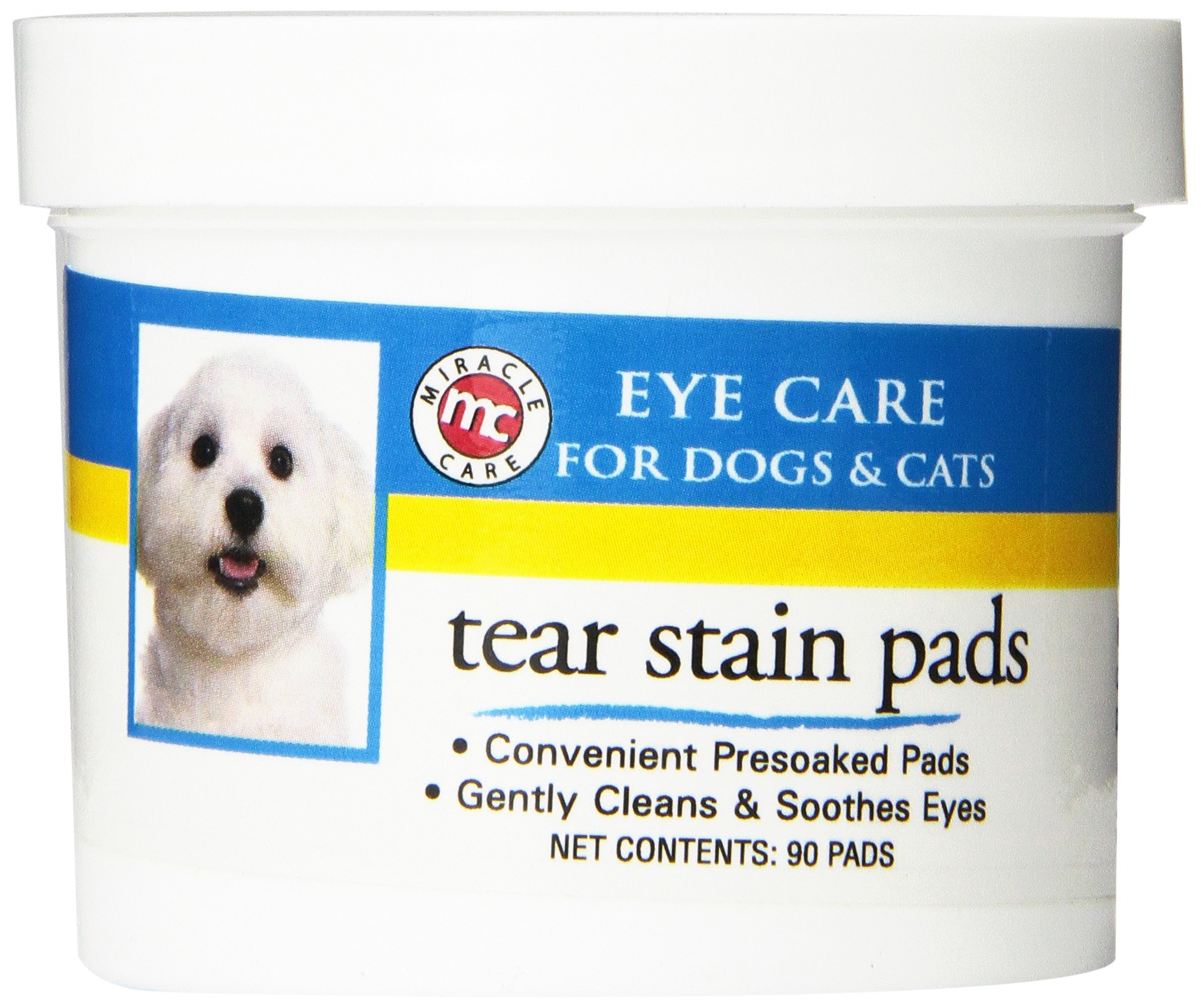 Tear Stain Pads - 90 Count; Eye Care for Dogs and Cats, Soft Pet Wipes for Gently Cleaning Eyes, Sterile Cat and Dog Wipes Formulated to Remove Tear Stains