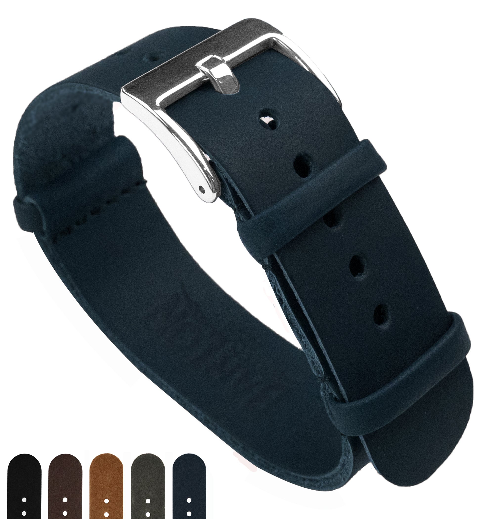 BARTON Leather NATO® Style Watch Straps - Choose Color, Length & Width - 18mm, 20mm, 22mm, 24mm Bands