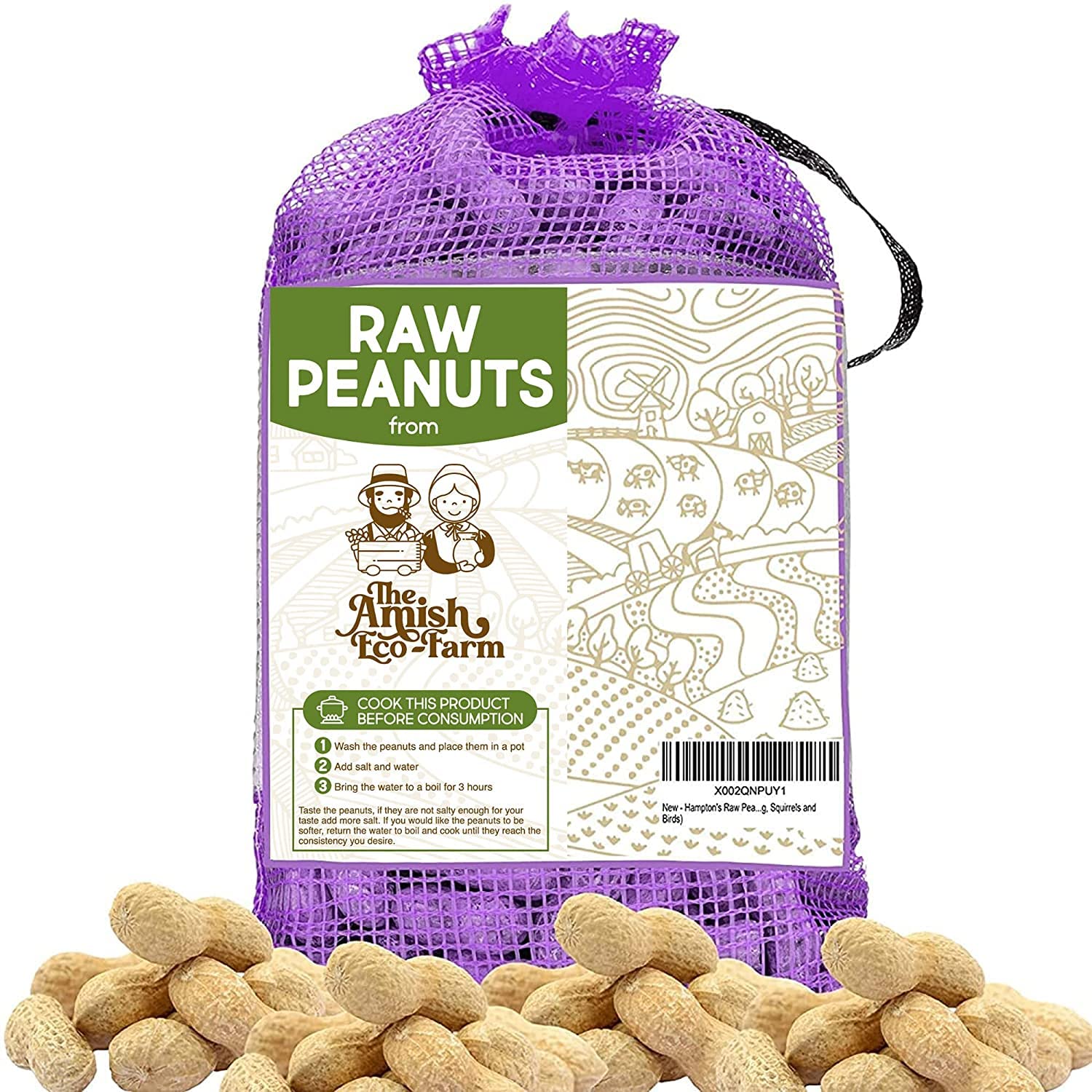 THE AMISH ECO-FARM | Raw Peanuts in Shell Fancy 6 lbs. (Great for Boiling, Squirrels and birds)