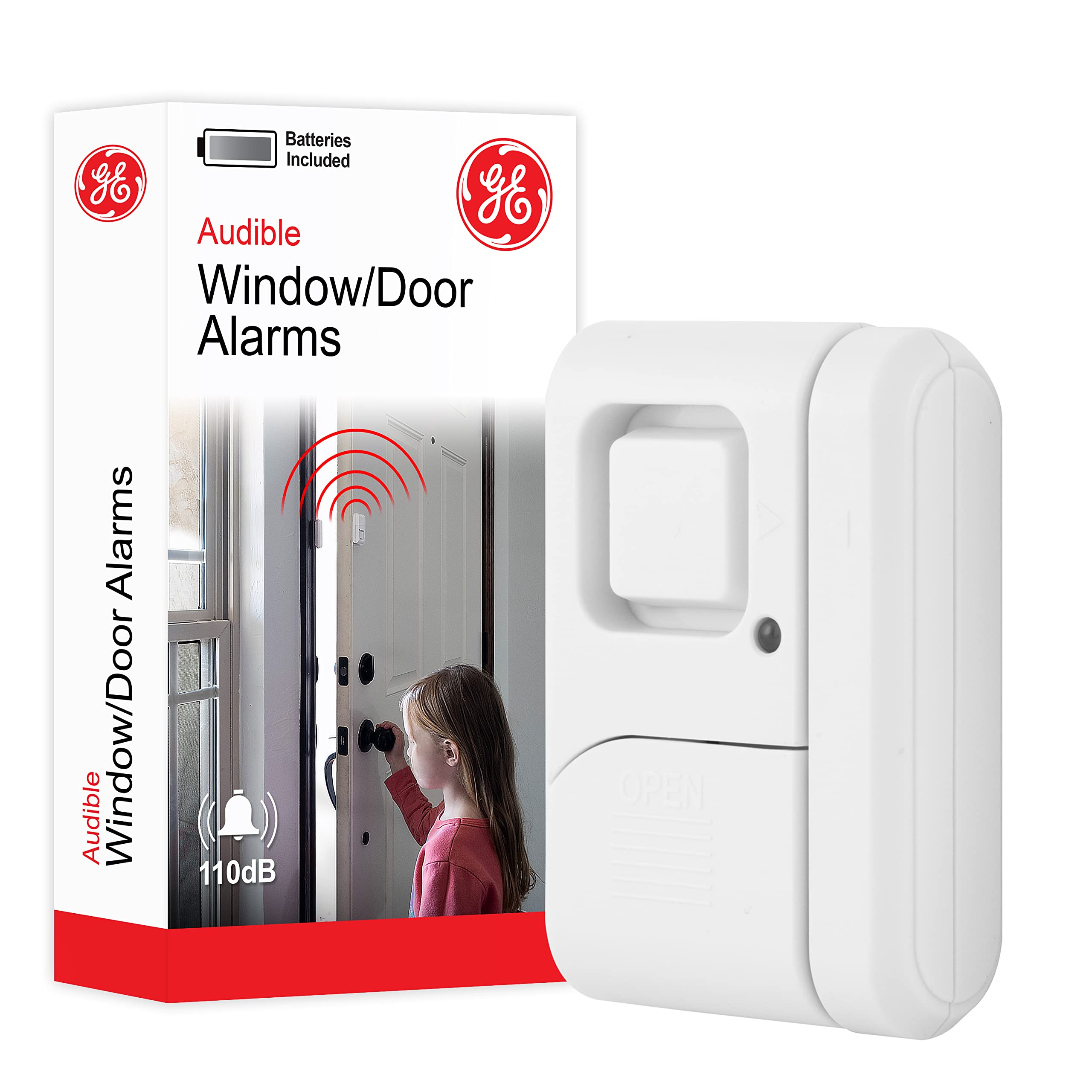 GE Personal Security Window/Door Alarm, DIY Home Protection, Burglar Alert, Magnetic Sensor, Off/Chime/Alarm, Easy Installation, Ideal for Home, Garage, Apartment, Dorm, RV and Office, 56789