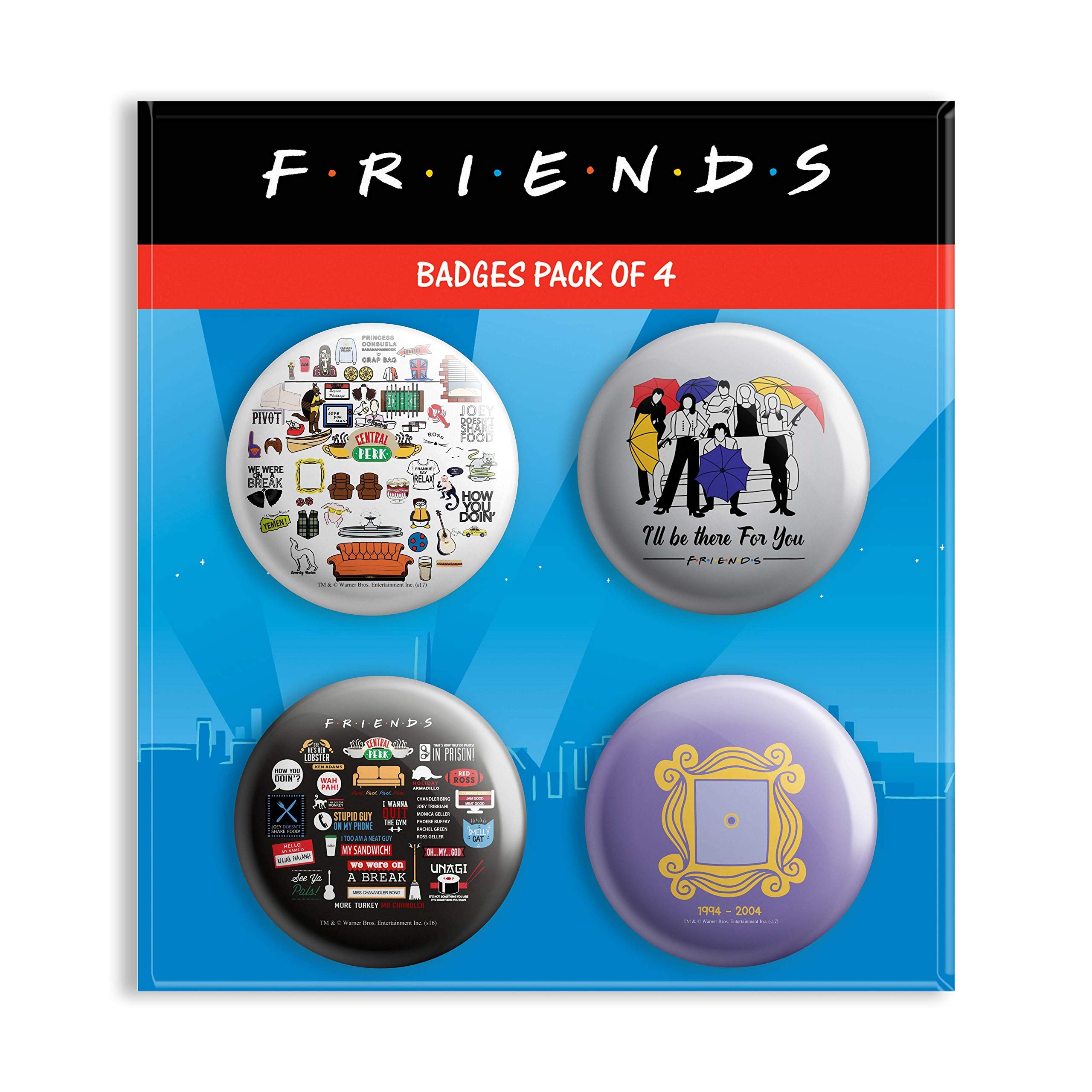 MC SID RAZZ Metal Friends TV Series Combo Round Badges, Multicolour, Pack of 4