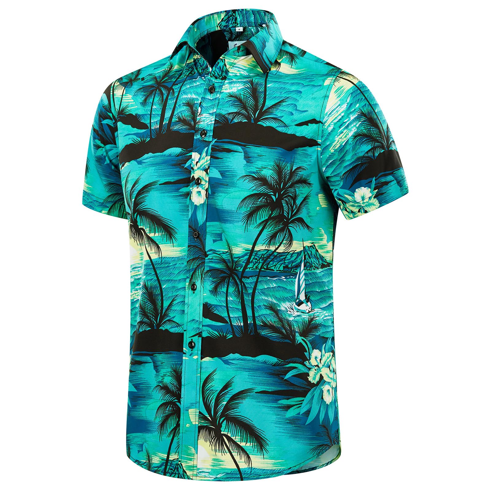 EUOWMen's Hawaiian Shirt Short Sleeves Printed Button Down Summer Beach Dress Shirts