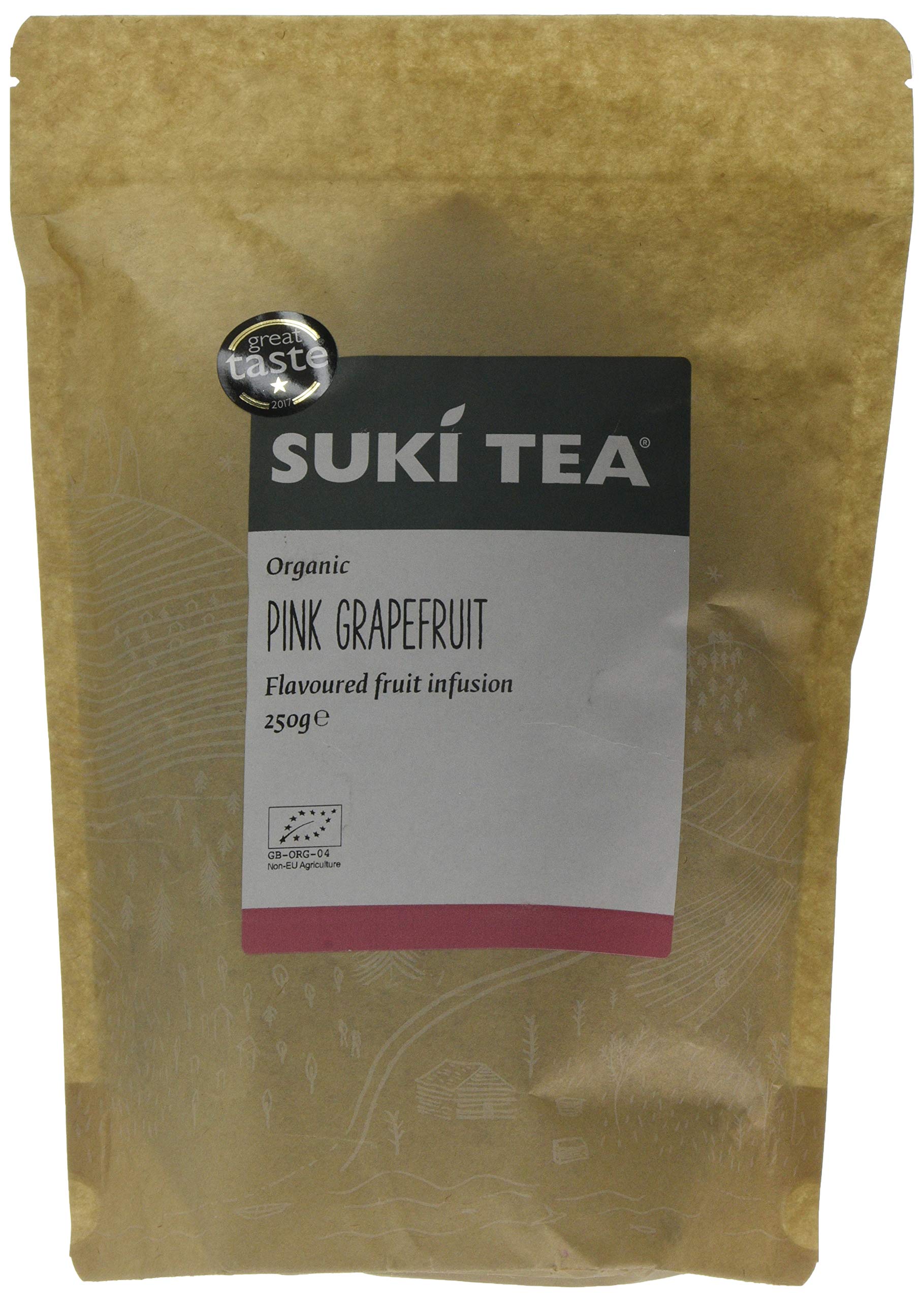 Suki Tea Pink Grapefruit Tea - 250g Pack of Loose Fruit Infusion - Apple, Citrus, Grapefruit & Pineapple - Tart and Crisp - Caffeine Free - Great Taste - Brews in 3-6 Minutes