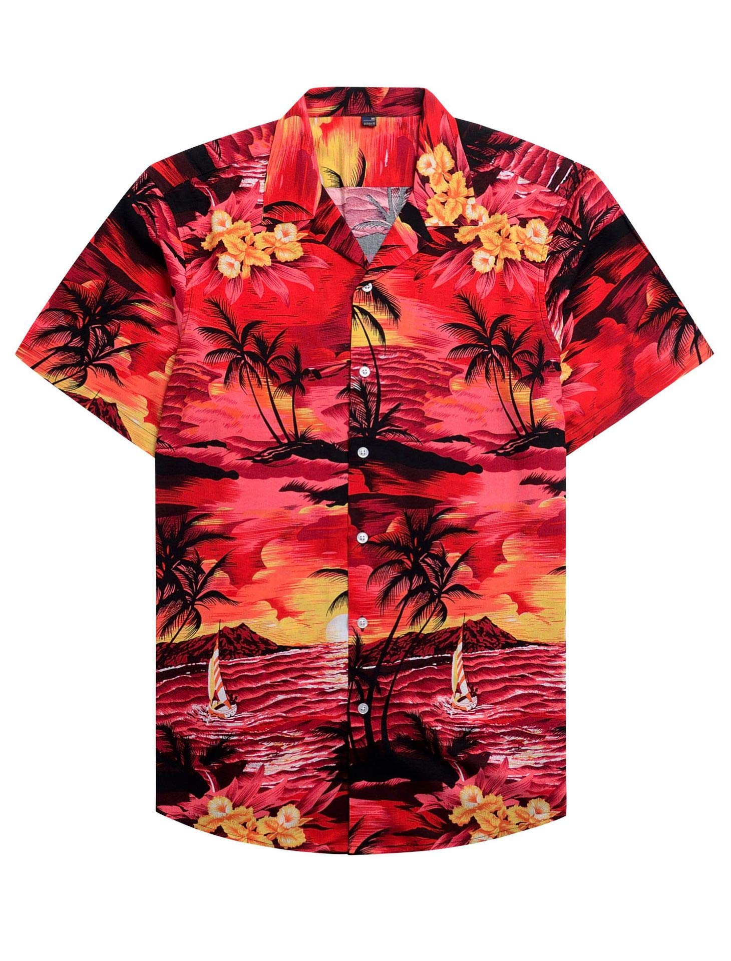 Alimens & Gentle Mens Regular Fit Short Sleeve Aloha Beach Hawaiian Shirt