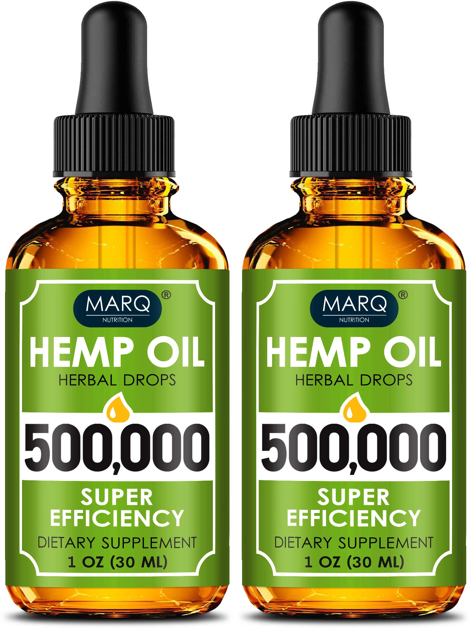 MARQ Nutrition Hеmp Oil (2 Pack) – 500,000 – Colorado Sеed Extract - Natural Omega 3, 6, 9 Source - Made in USA - Providеs Restful Sleep