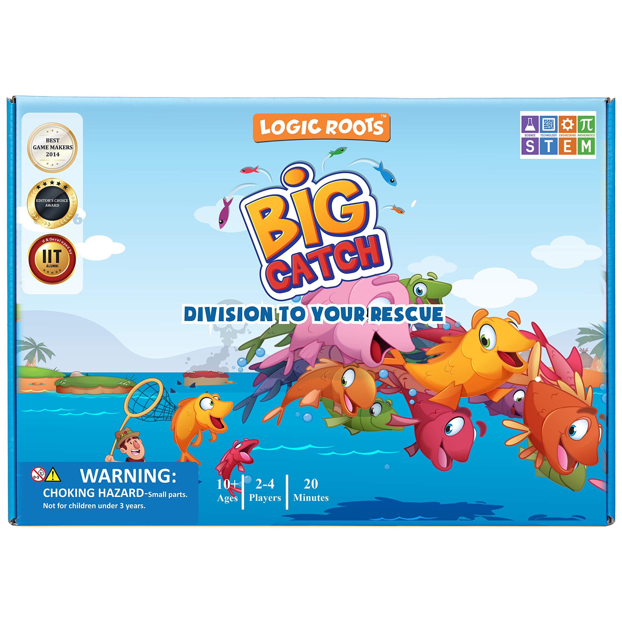 Logic RootsBig Catch Division Game with Remainder - Fun Math Board Game for 9 - 12 Year Olds, Educational STEM Toy for Kids at Home, Advanced Learning Gift for Girls & Boys, Grade 4 and Up