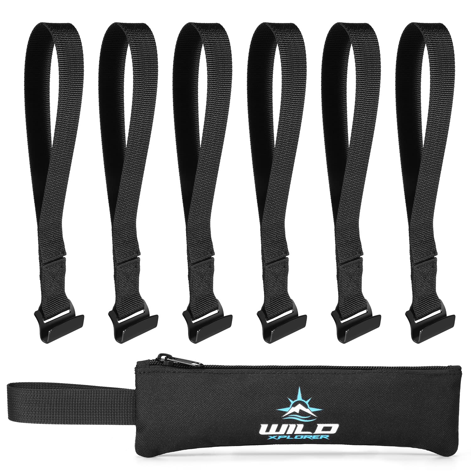 WildXplorer Rooftop Cargo Tie Down Hook Straps for Securing Any Car Roof Bag, Cargo Carrier or Car Top Carrier. Attach to Door Frame, No Roof Rack Required. Suitable for a 4 Door Car, SUV, Jeep, Truck