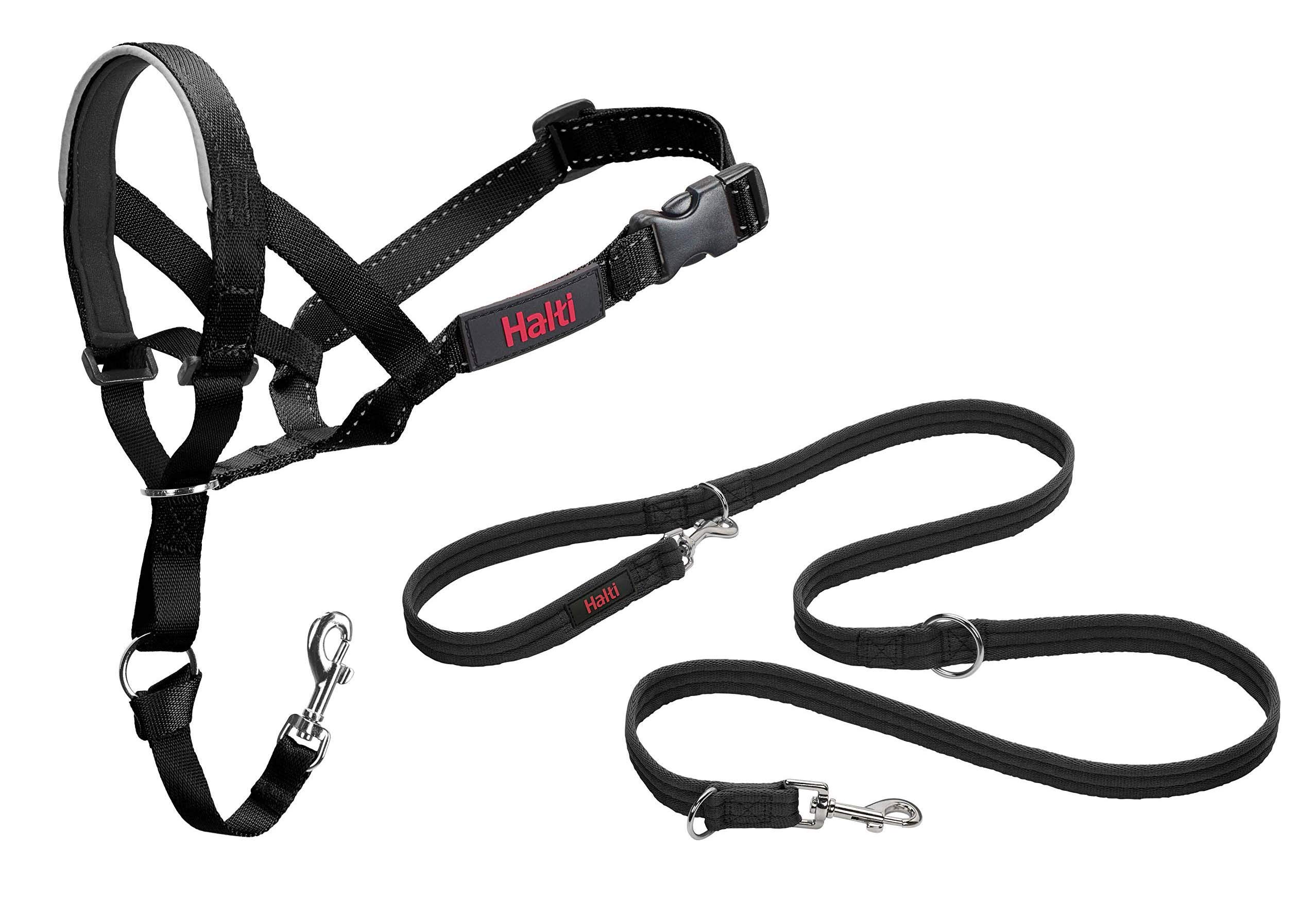 Company of Animals Halti Headcollar And Training Lead Combination Pack, Stop Dog Pulling On Walks, Includes Size 3 Head Collar And Double Ended Lead,?27.8 cm,Black