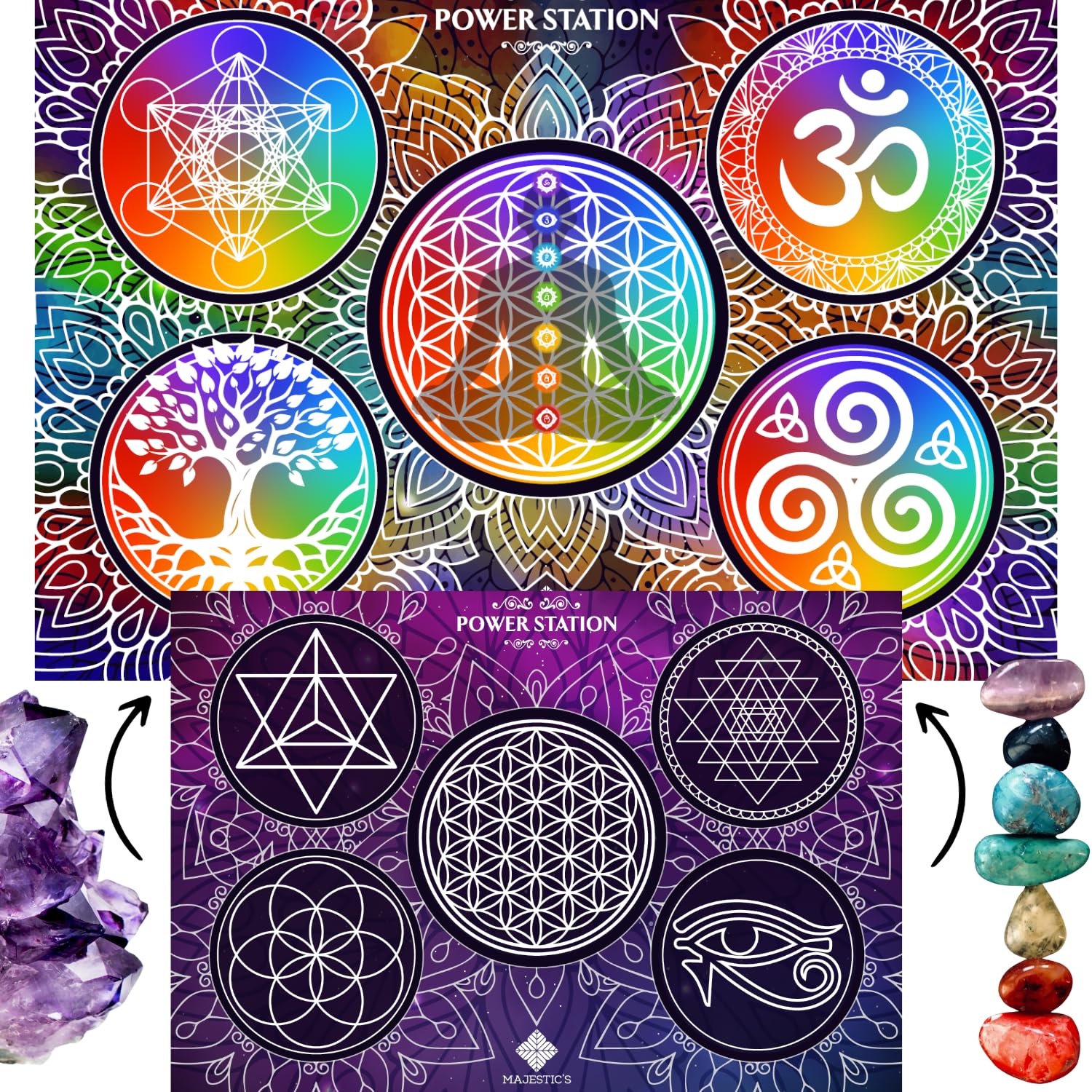 Majestic's Flower of Life to purify and recharge stones, COMPLETE Reload Plate, Metatron, Tree of Life, Seed of Life... - Unique Vibratory Tool, Practical and Design