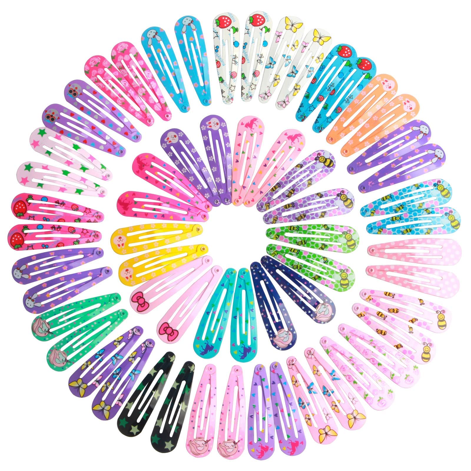 Snap Hair Clips, 100pcs Non-Slip Metal Barrettes Cute Toddlers Hair Clips Assorted Colors 2inch Hair Clips for Kids Girls Teens Women