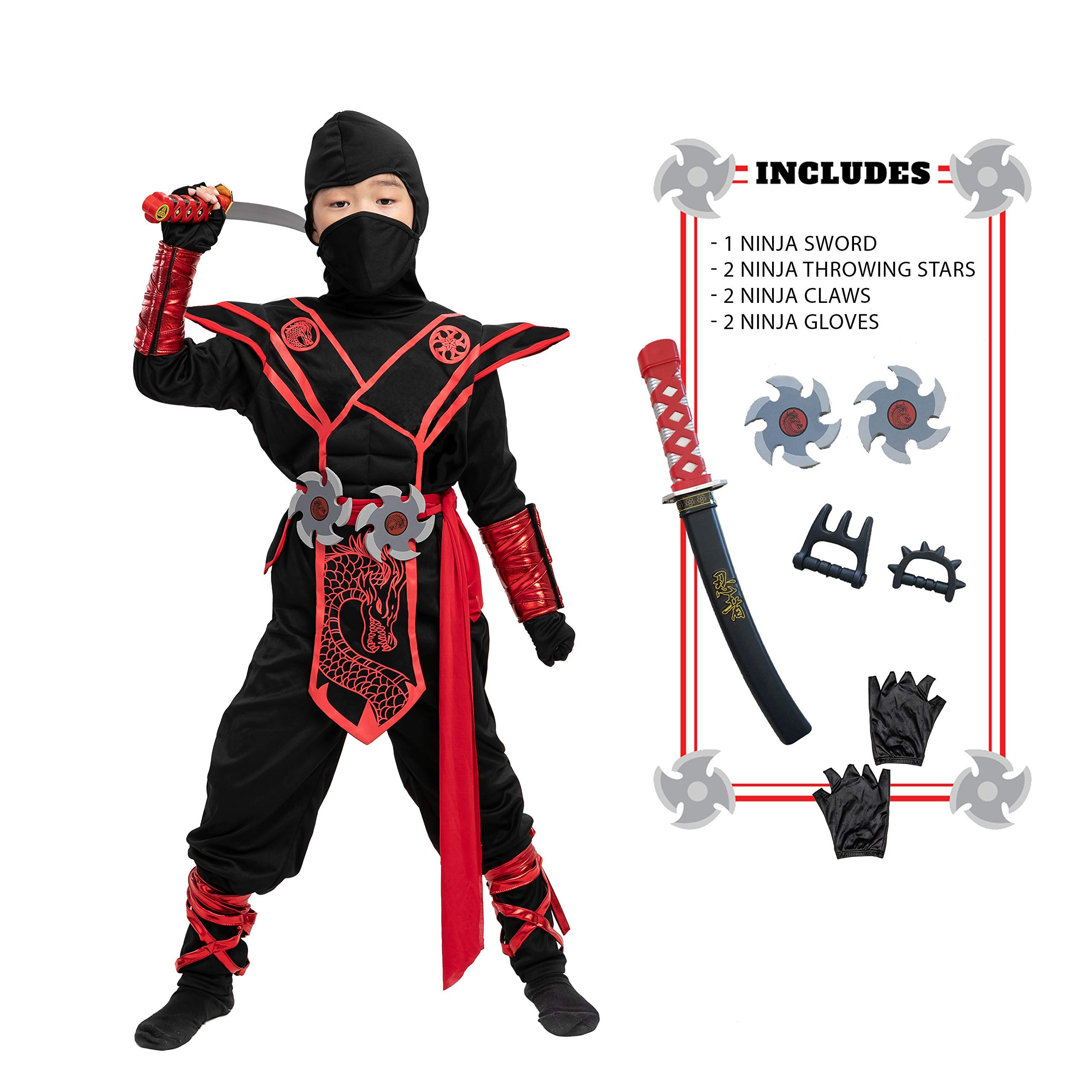 Spooktacular Creations Halloween Ninja Costume Kids, Ninja Dragon Costume Set, Boys Halloween Outfit for DressUp Party