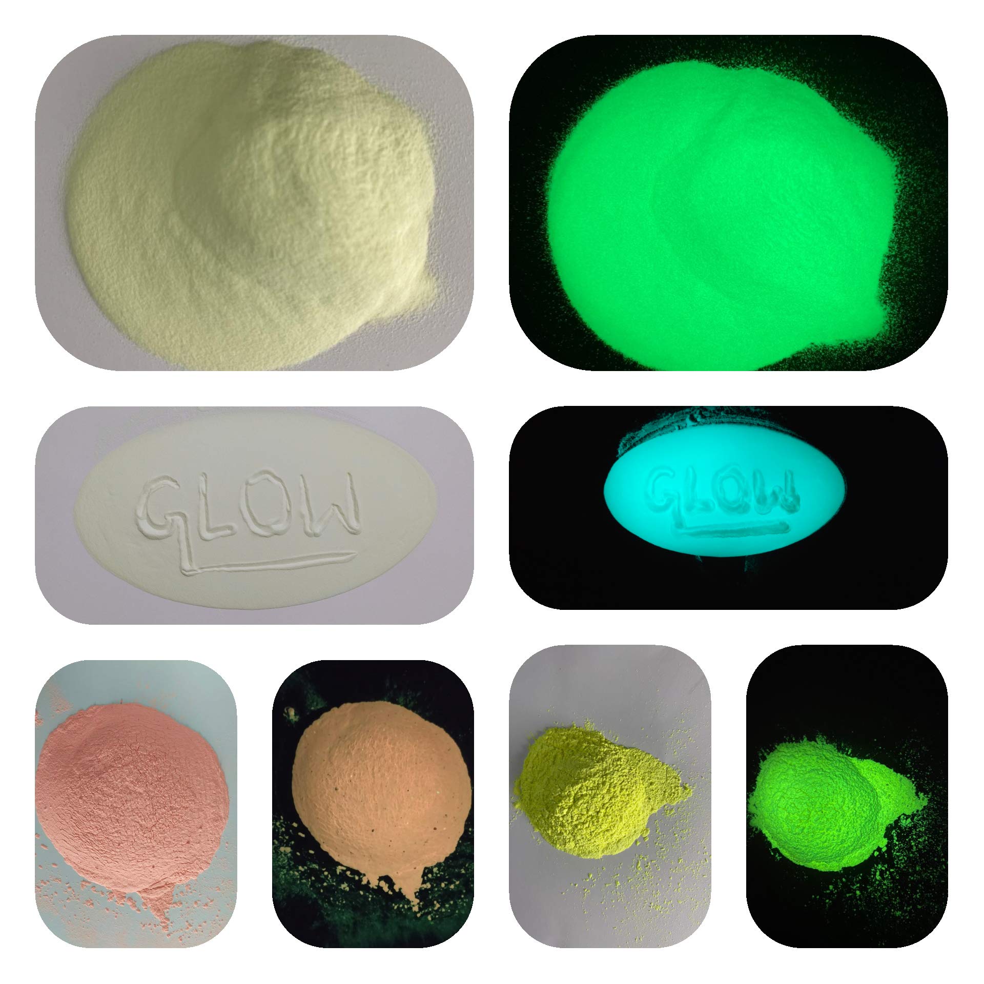 JASH Radium Glow Paint Powders - Set of 4 Colours (Green, Blue ) Each 25gm - Total 100gm