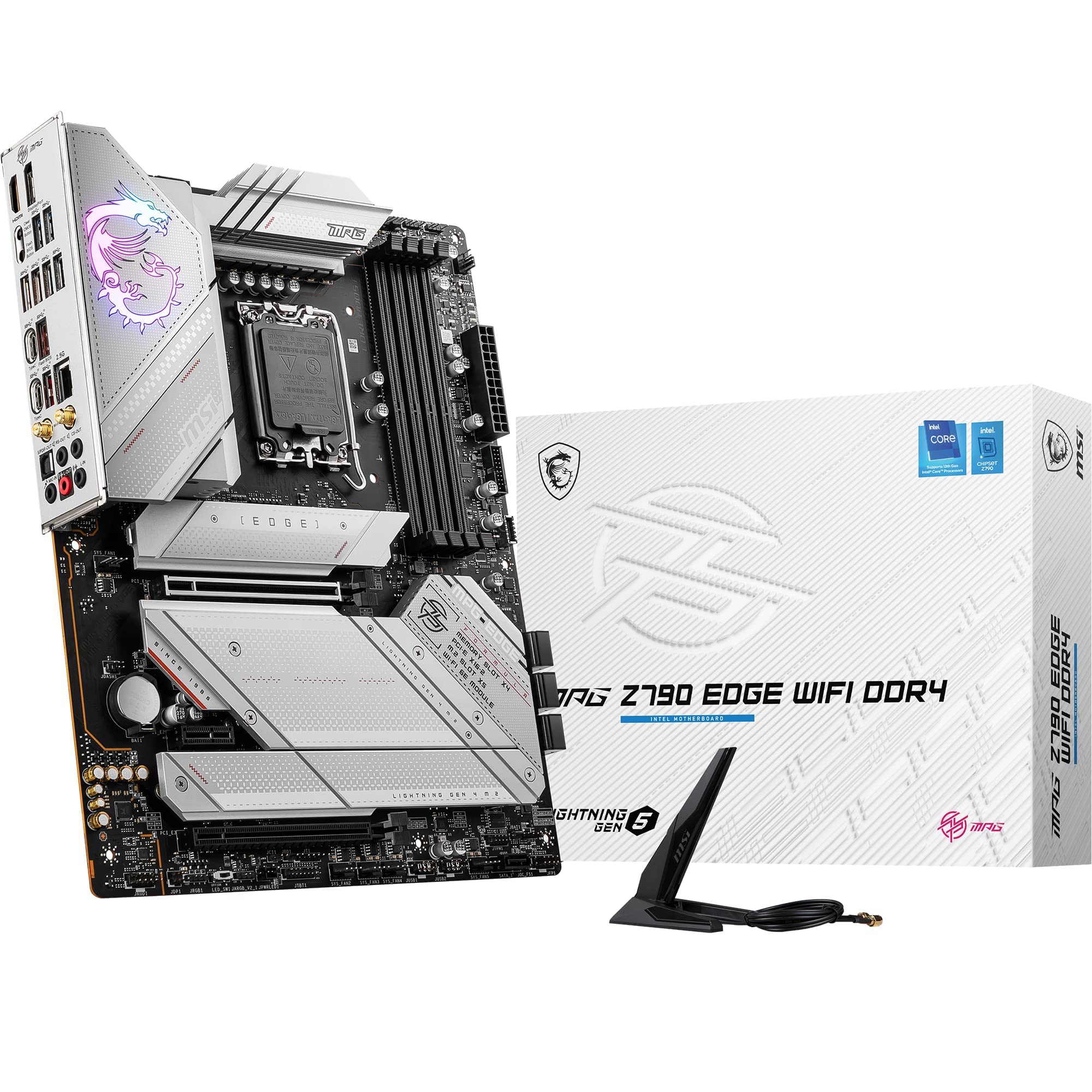 MSI MPG Z790 EDGE WIFI DDR4 Motherboard, ATX - Supports Intel 12th & 13th Gen Core Processors, LGA 1700-90A SPS VRM, DDR4 Memory Boost 5333+MHz/OC, PCIe 5.0 & 4.0 x16, 5 x M.2 Gen4, Wi-Fi 6E