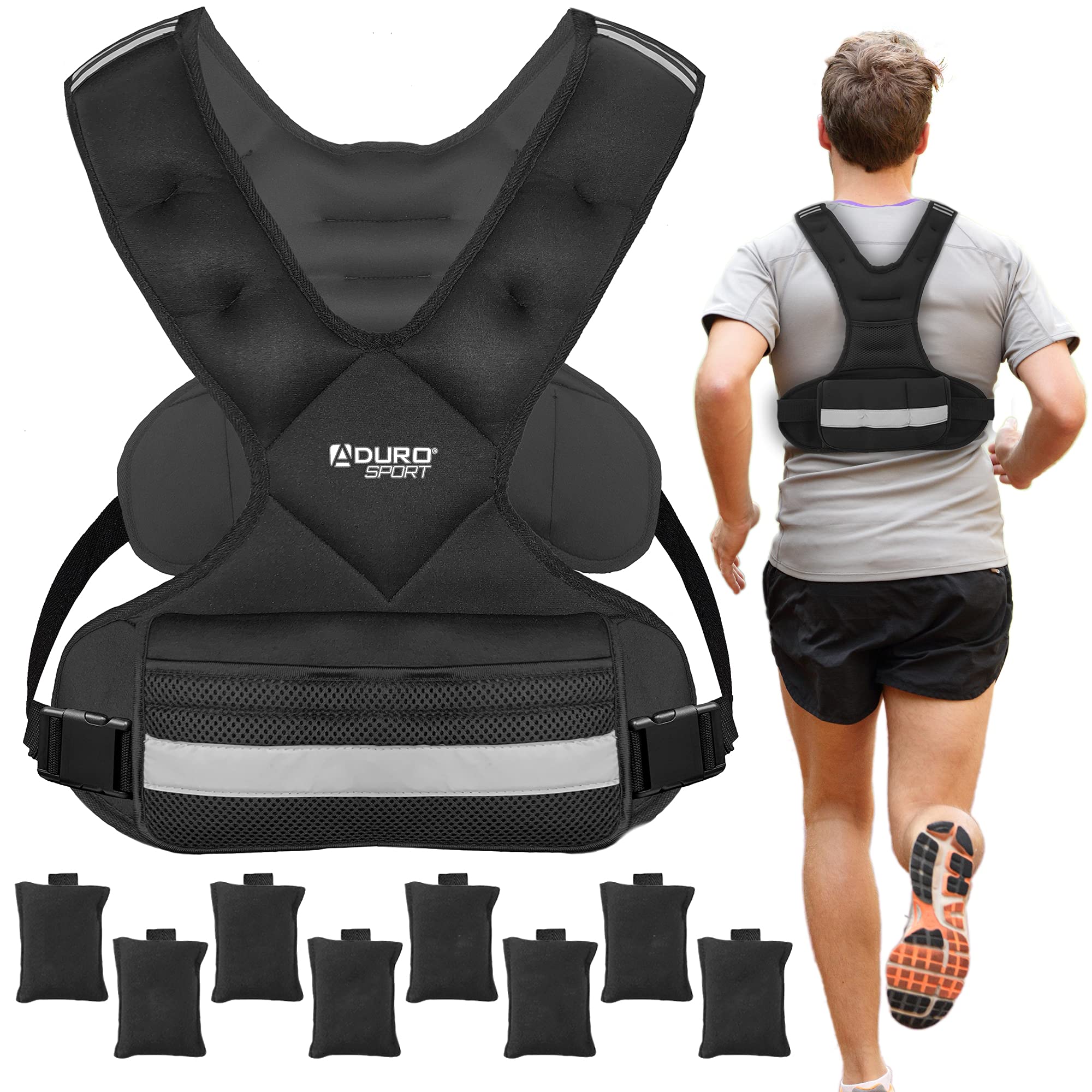 Aduro Sport Adjustable Weighted Vest Workout Equipment, 4-10lbs/11-20lbs/20-32lbs/26-46lbs Body Weight Vest for Men, Women, Kids