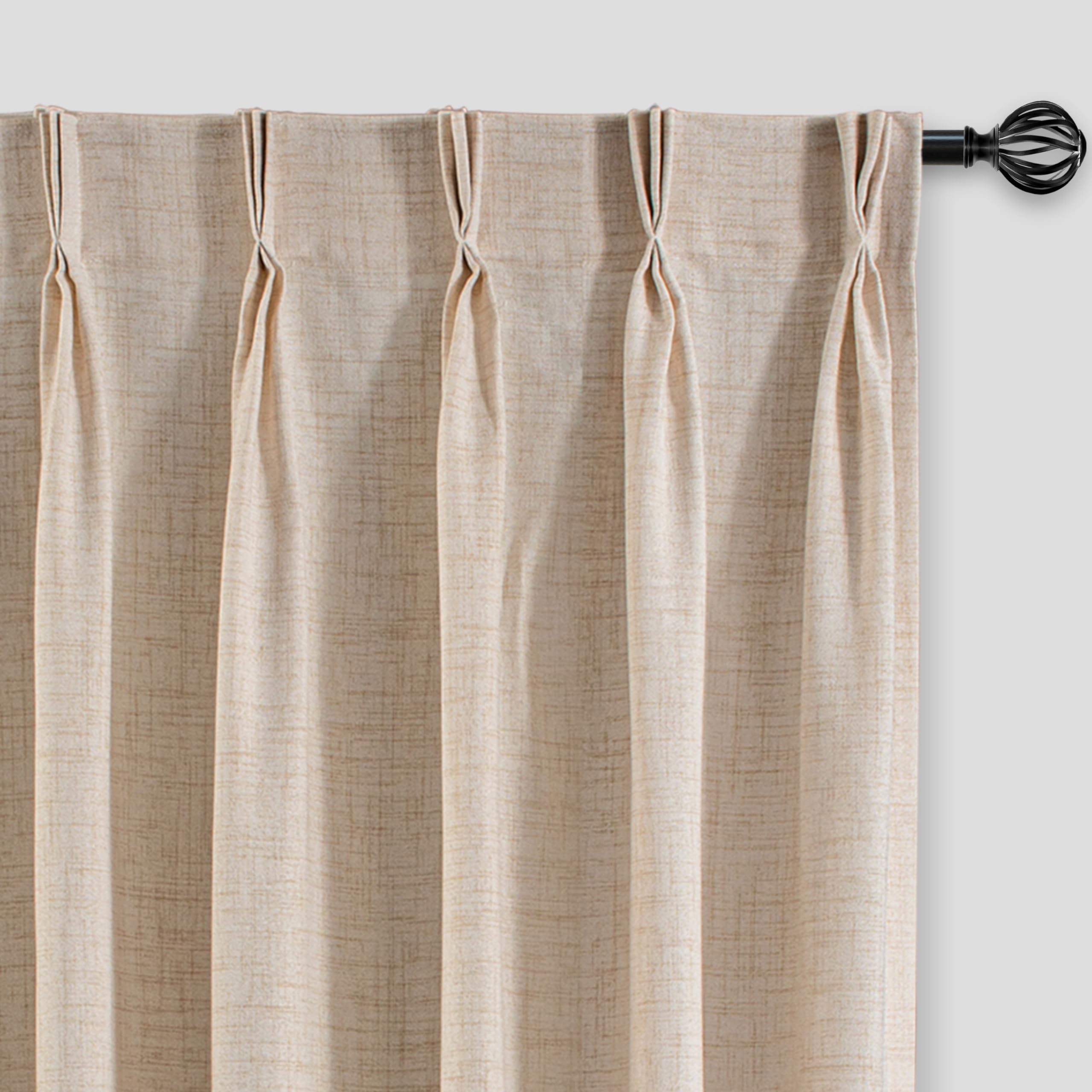 DriftAway Pinch Pleat Linen Textured Semi Sheer Solid Farmhouse and Modern Rustic Linen Curtains for Living Room Bedroom 2 Panels Back Tabs 50 Inch by 108 Inch Beige