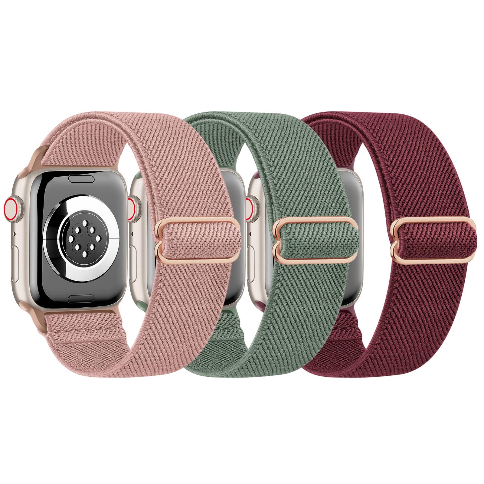 Elastic Nylon Bands for Apple Watch Band 38/40/ 41/42/ 44/45/ 49mm, Adjustable Solo Loop Wristbands for iWatch Series 8/7/6/5/4/3/2/1/SE/Ultra