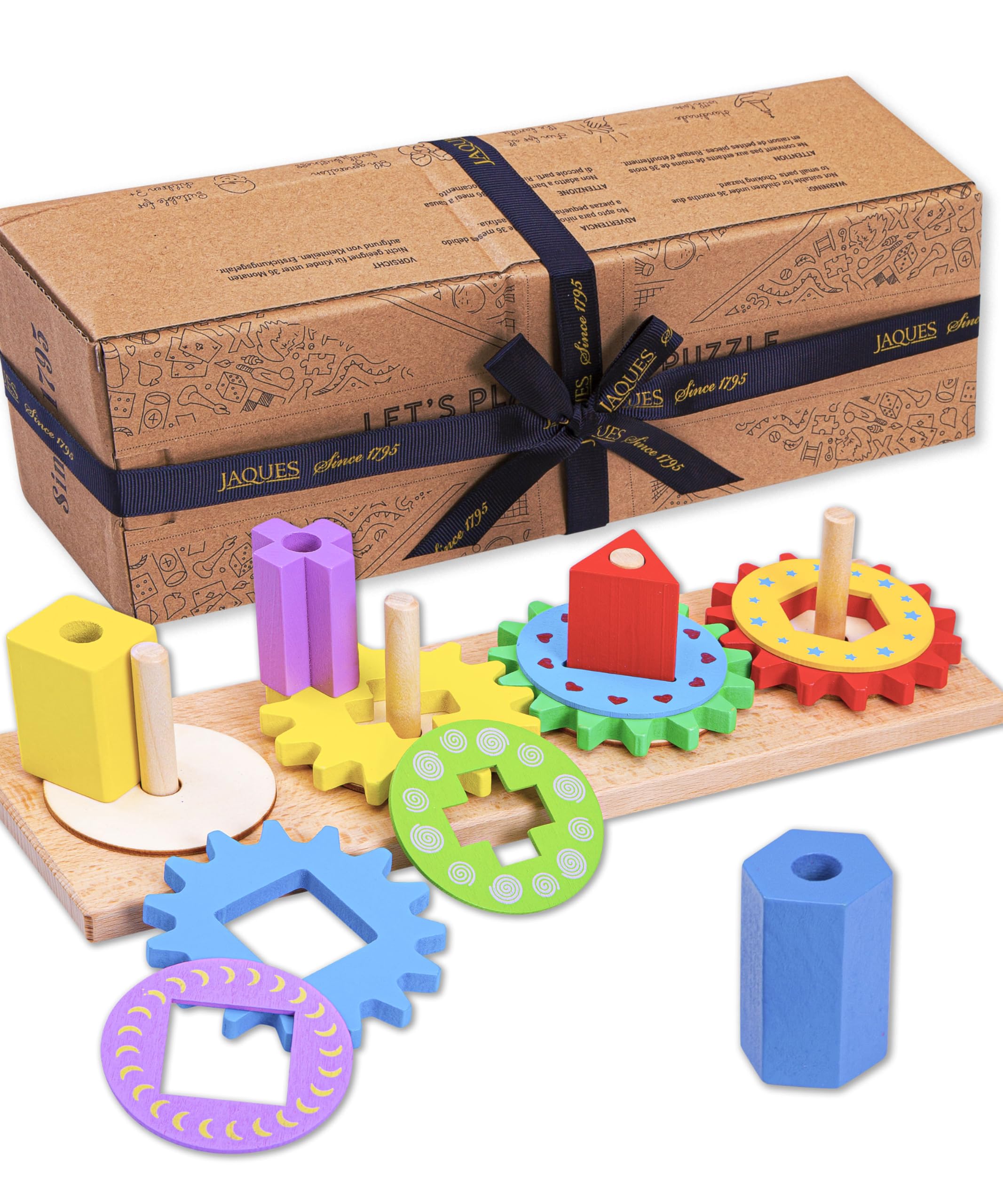 Jaques of LondonCogs Toys for Kids | Wooden Shapes Gear Puzzles for Kids | Montessori Fine Motor Skills Toys | Since 1795