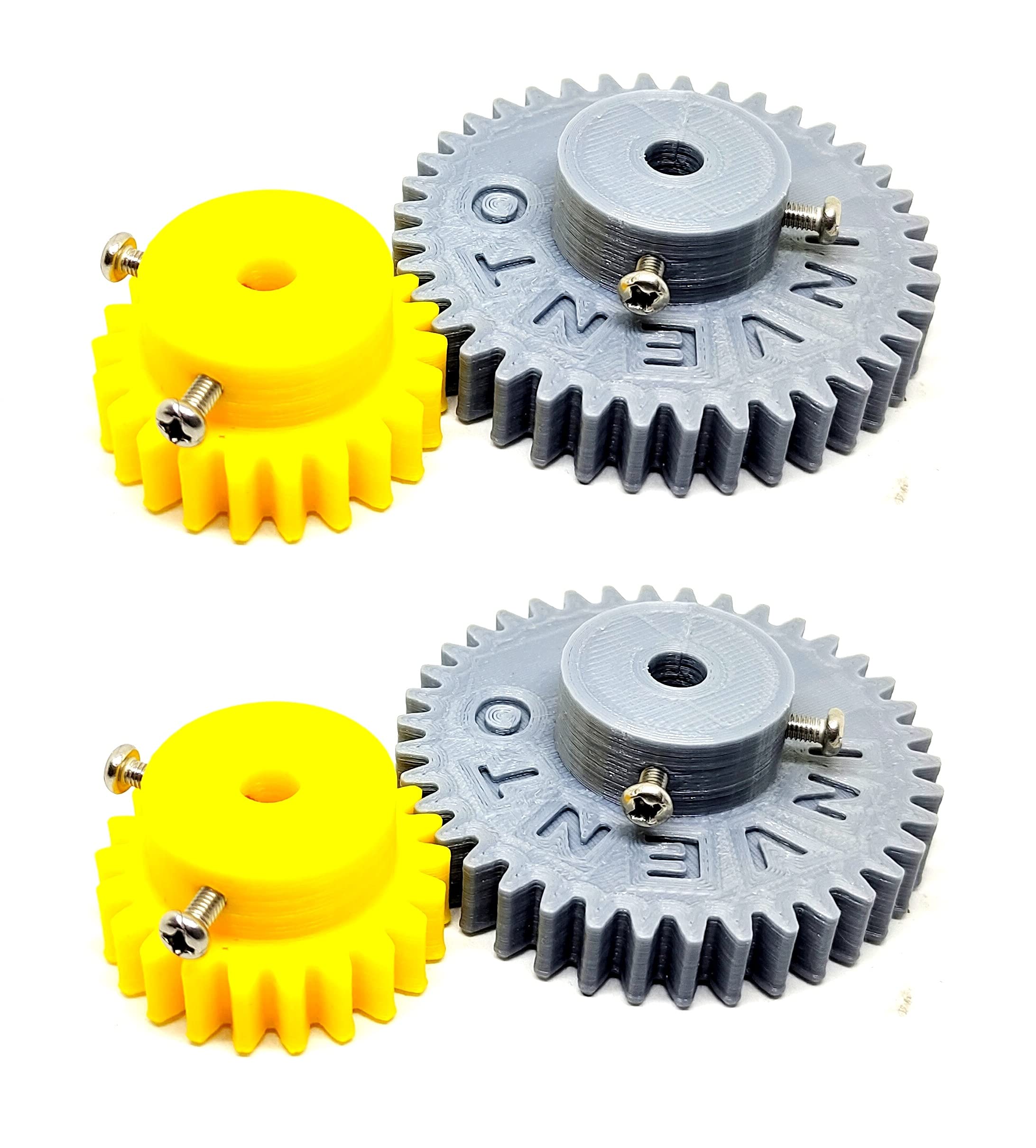 INVENTO 2pcs 3D Printed Plastic Spur Gear 22 Teeth + 38 Teeth, 1.5 Module, 10mm Width, 5mm hole for DIY Projects