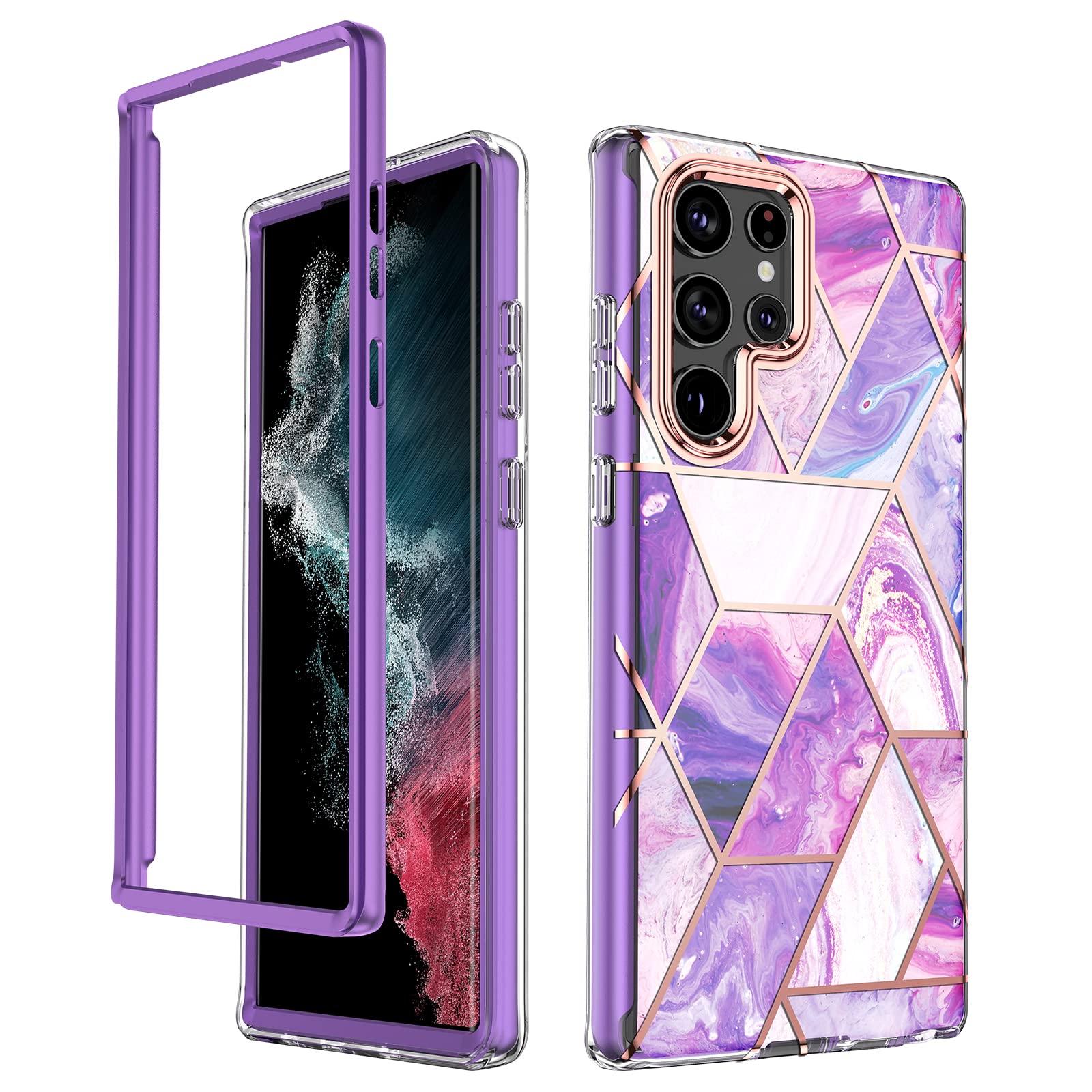 GOLINKMarble Case for Samsung Galaxy S23 Ultra 5G(2023 6.8 inch), Slim Stylish Protective Shockproof Bumper Case(Without Built-in Screen Protector) -Purple Marble