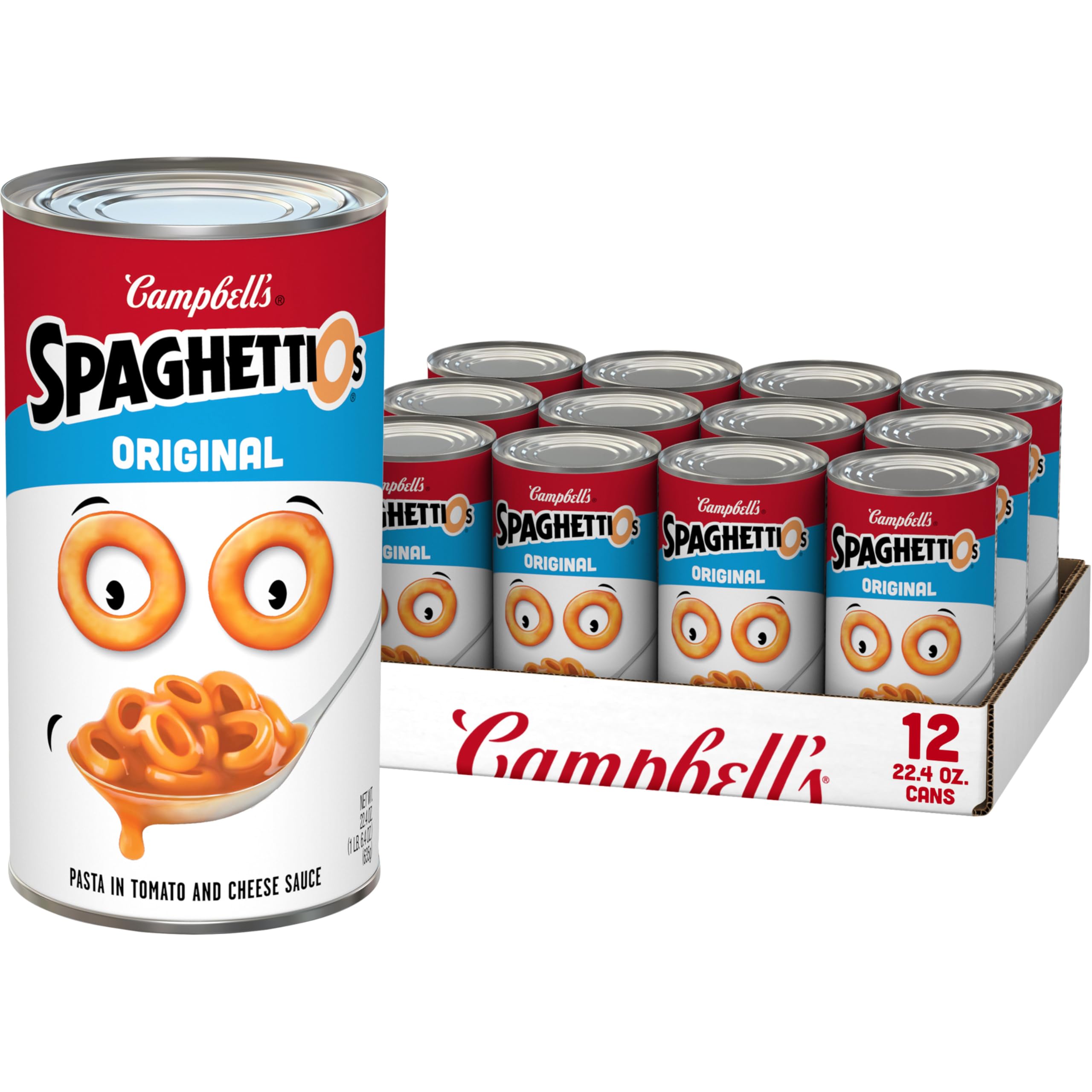 SpaghettiOs Original Canned Pasta, Healthy Snack for Kids and Adults, 22.4 OZ Can (Pack of 12)