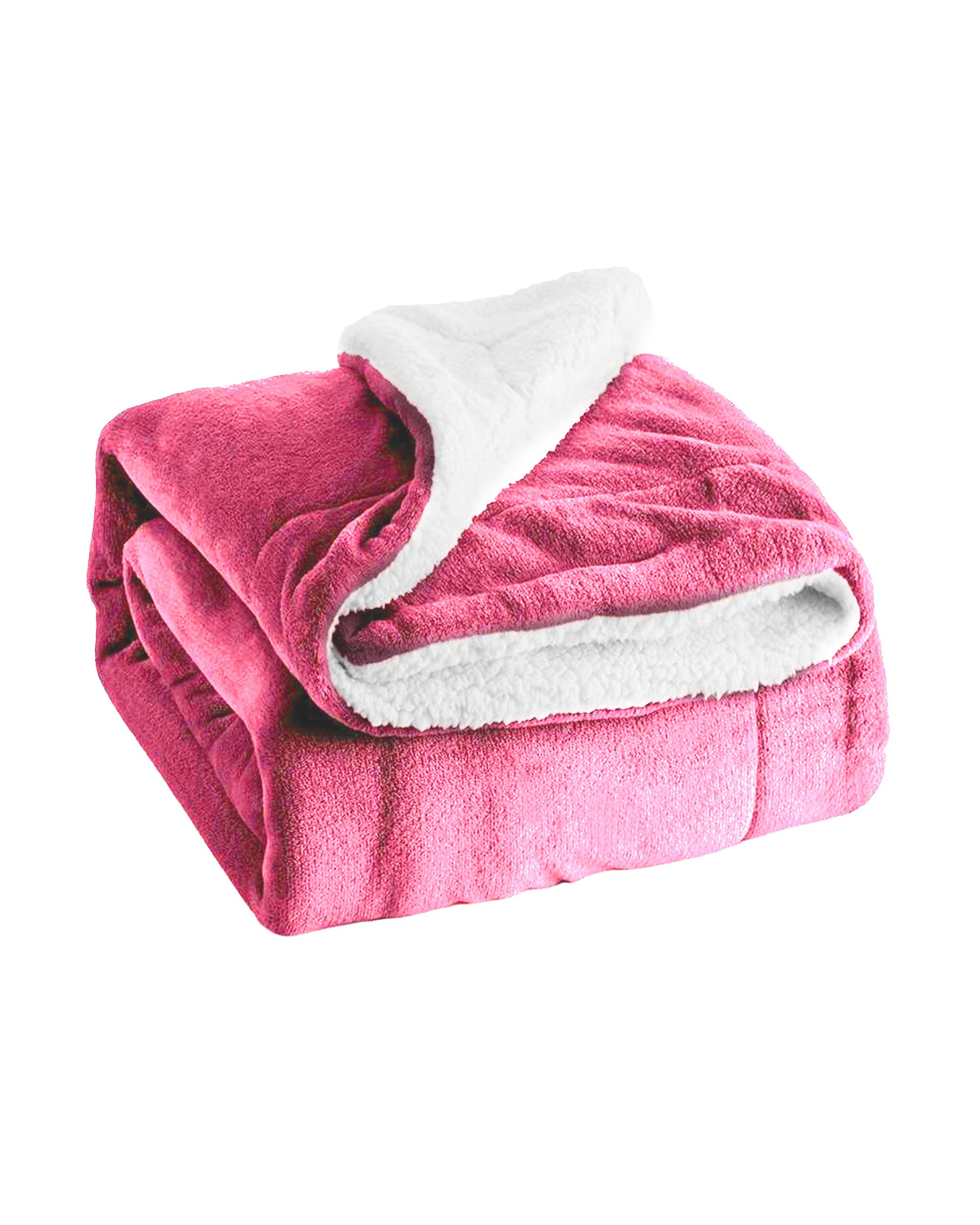 Amzz Sherpa Fleece Weighted Blanket for Adults,Bedding, Double-layer Thick Double Bed Blanket, Soft Fleece Blanket Double Bed Size 85 x 90 inches (Pink)