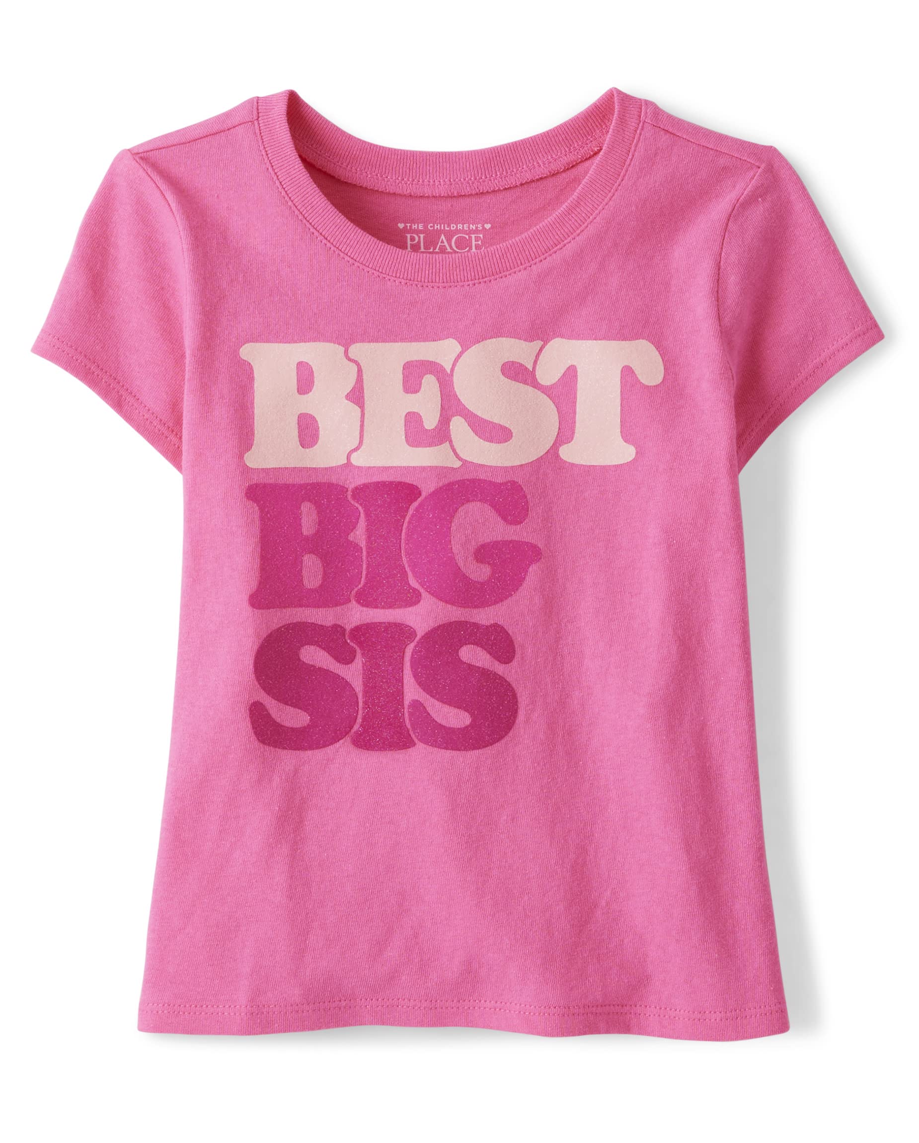 The Children's Place Baby Girls' and Toddler Assorted Everyday Long Sleeve Graphic T-Shirts, Big Sis, 12-18 Months