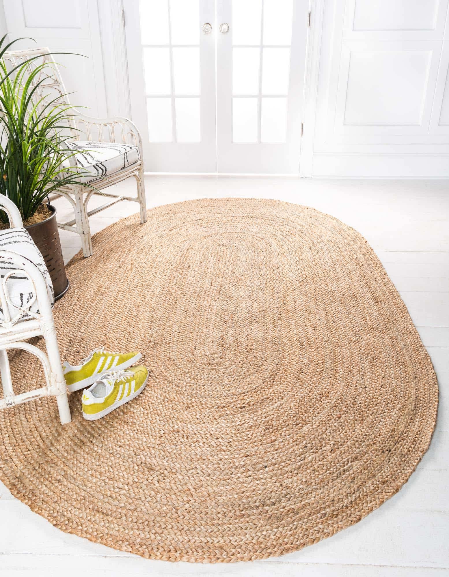 Agro Richer Natural Jute Oval Hand Braided Home Decorative Area Rug Living room Area rug Indoor Outdoor Carpet (90x360 CM)