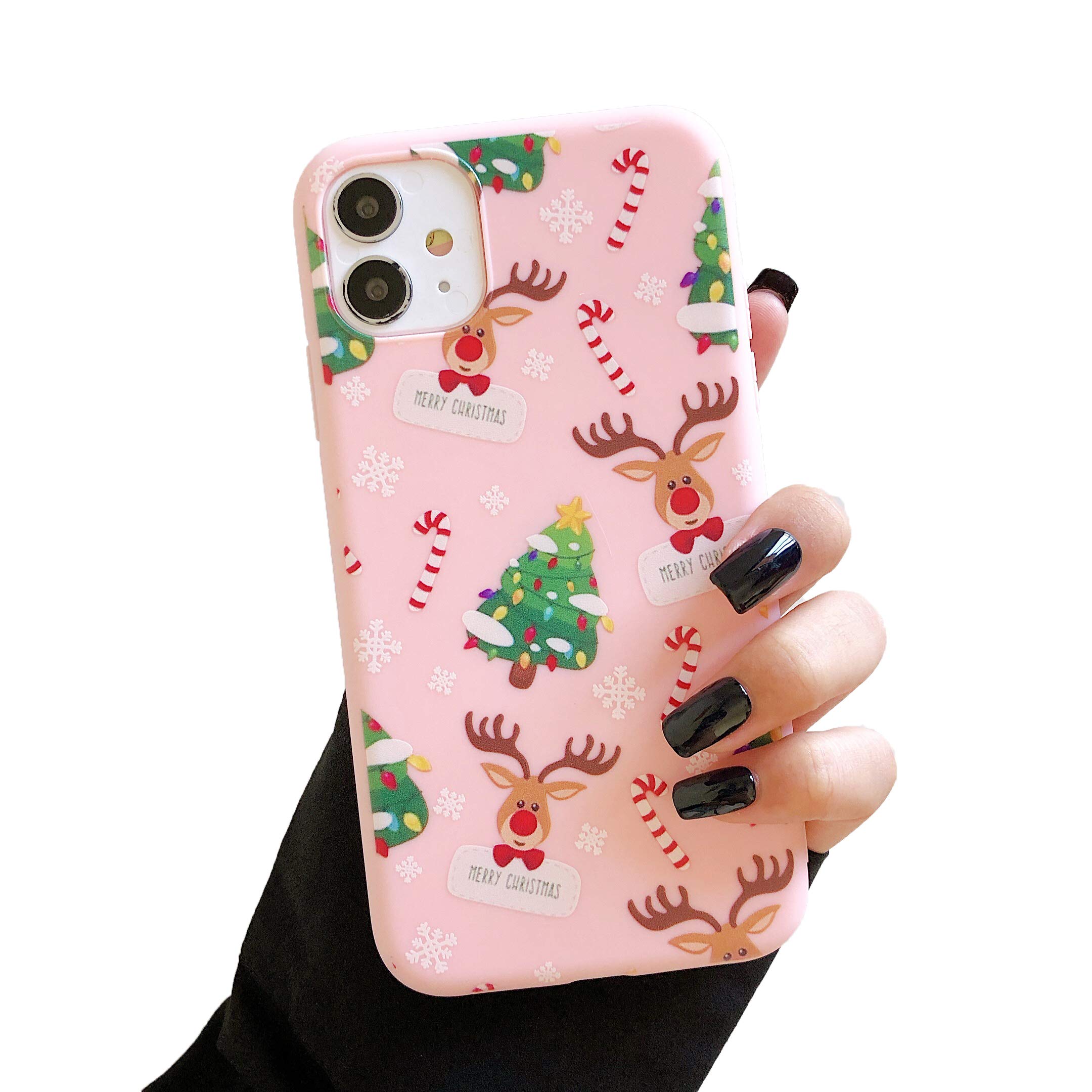 ZTOFERATPU Case for iPhone 12 Mini 5.4 inch, Cute Christmas Design Soft Silicone Case, Slim Light-wight Protective Bumper Cover for iPhone 12 Mini (5.4") - Pink