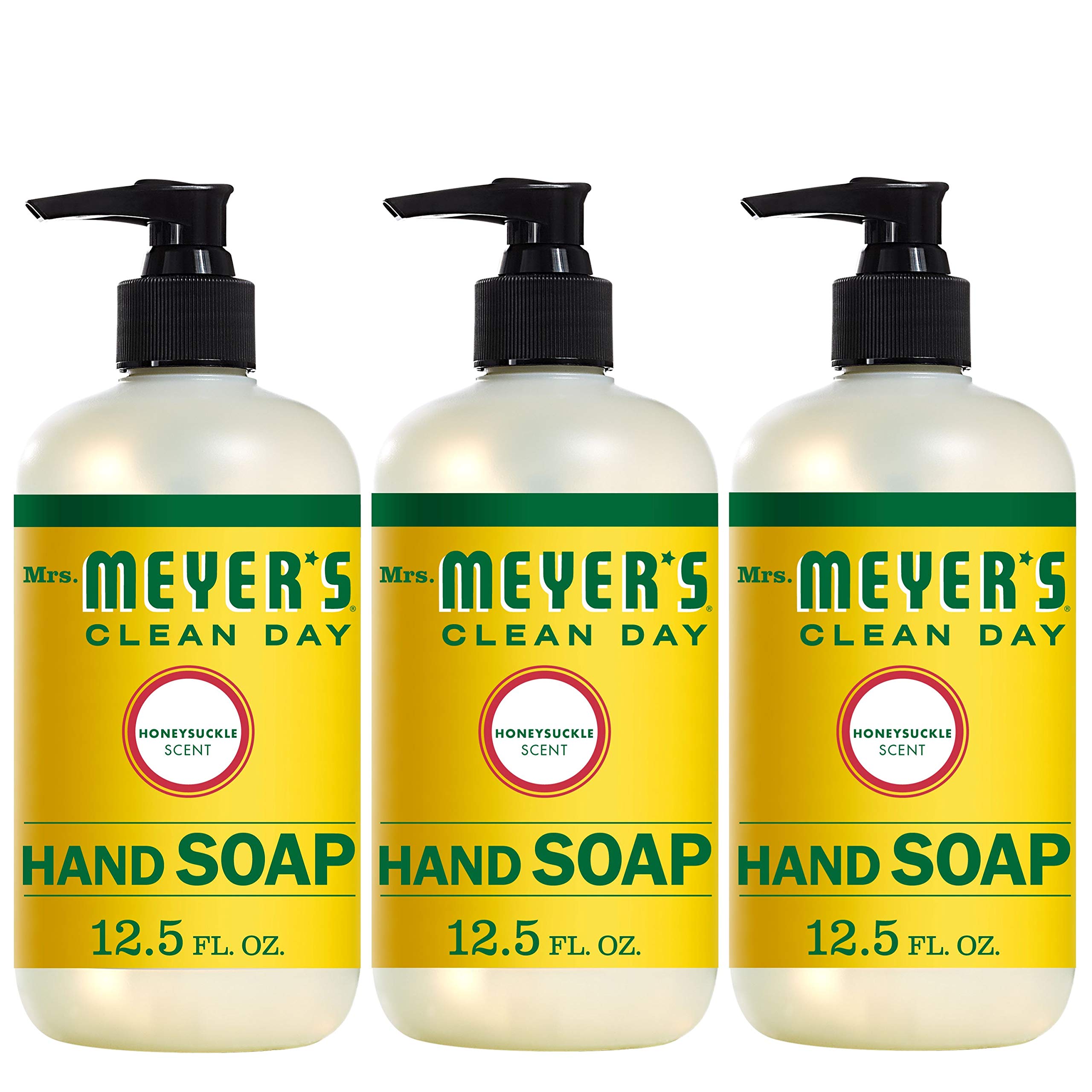 Mrs. Meyer's Hand Soap, Made with Essential Oils, Biodegradable Formula, Honeysuckle, 12.5 fl. oz - Pack of 3