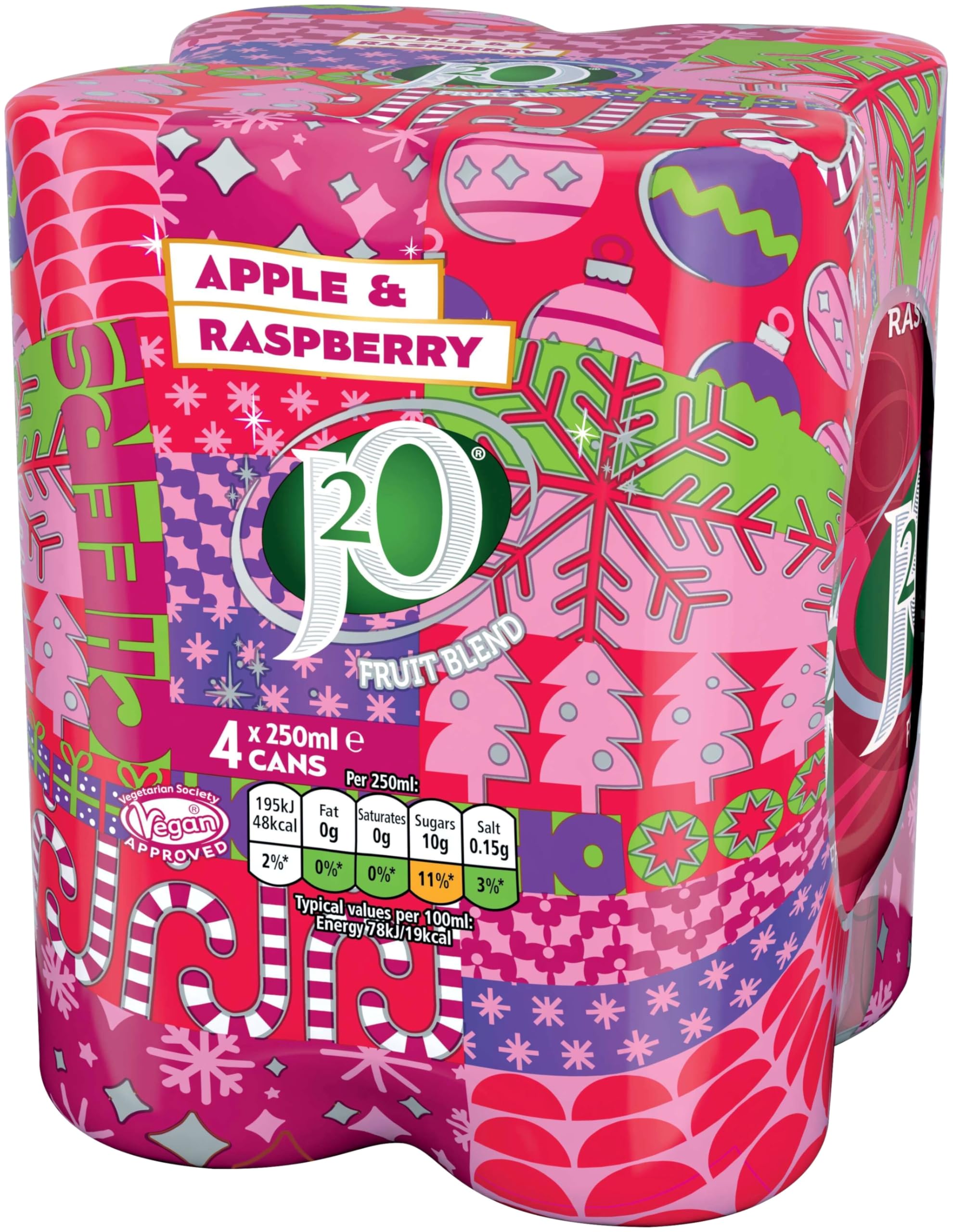 J2o Apple & Raspberry Cans 4 X 250ml