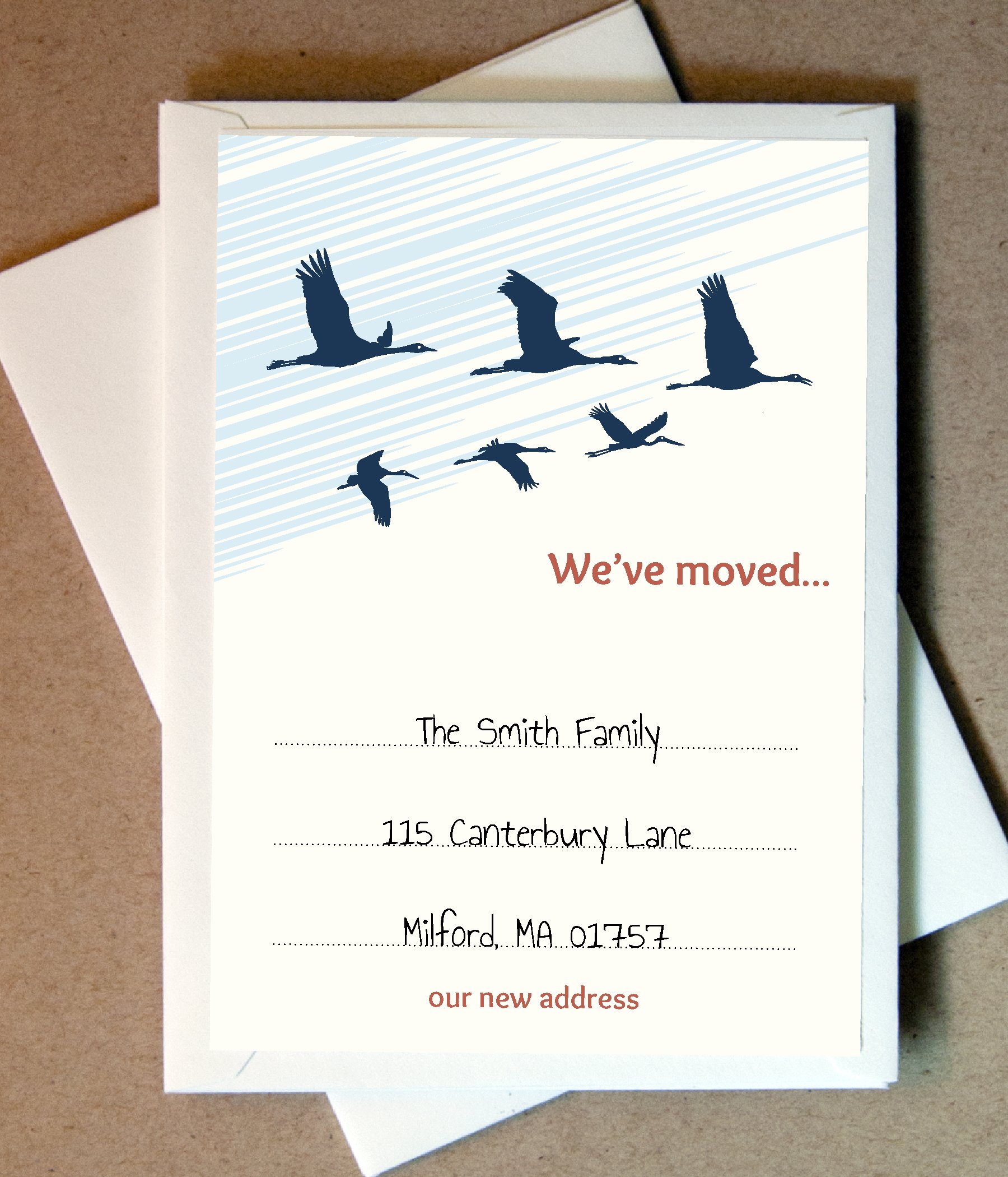 Personalized We've Moved Cards (40 Flat Cards and Envelopes)