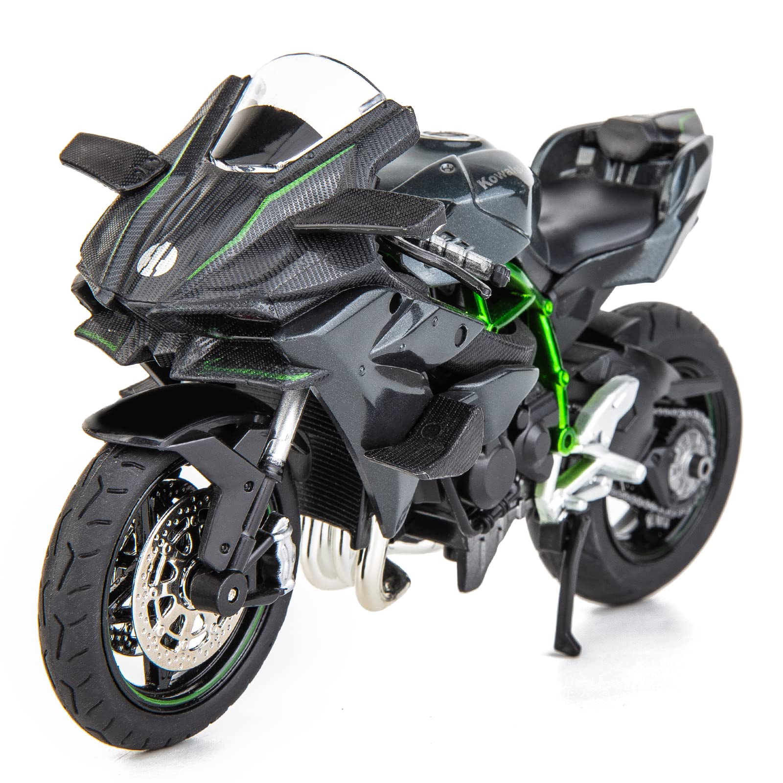 TGRCM-CZ Compatible for 1:12 Kawasaki Ninja H2R Motorcycle Model, DieCast Model Motorcycle, Suspension and Free Roller, Toy Car, Motorcycle Collection Gift Black