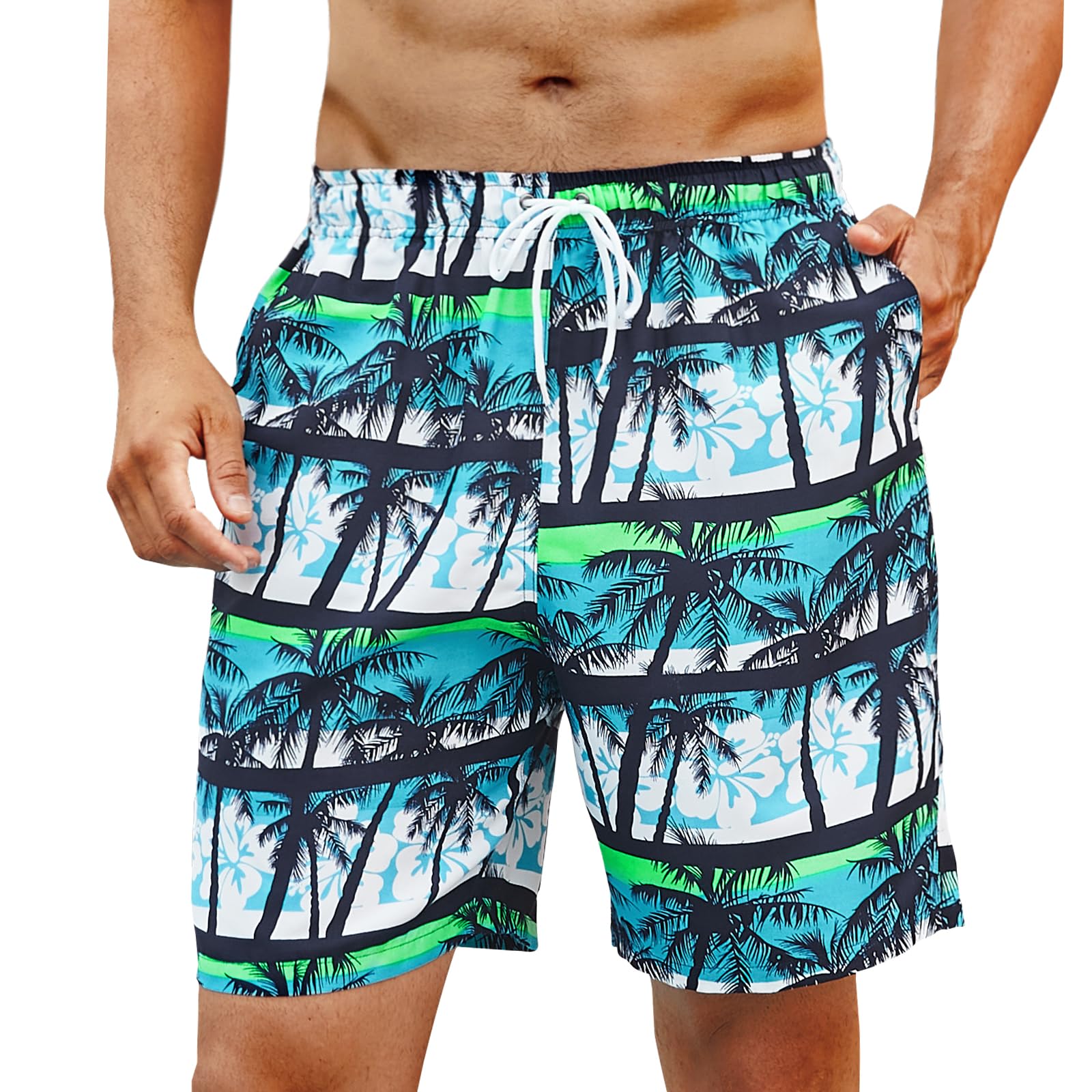 EnlisionMens Swim Trunks Beach Shorts Quick Dry Hawaiian Swimming Shorts with Pockets Swimwear Bathing Suits for Men