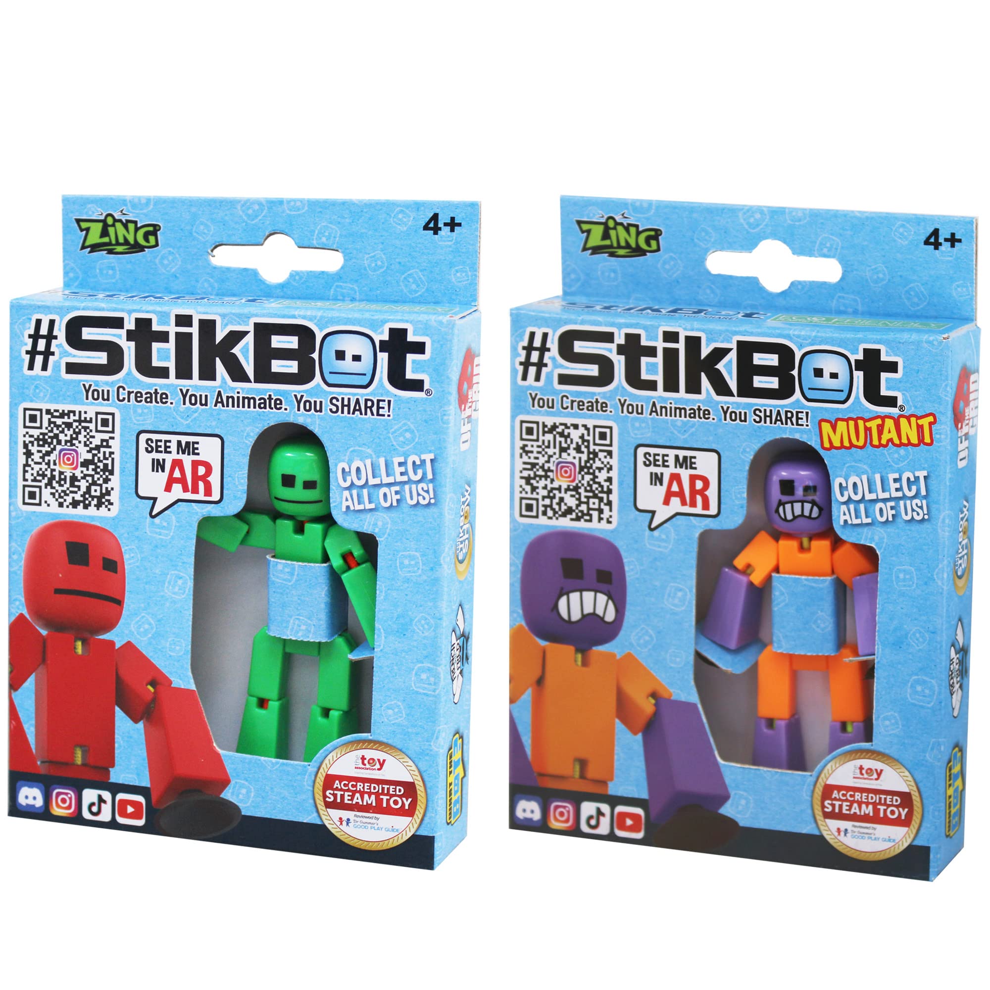 brainstorm StikBot Figure Pack of 2, Blind Assorted