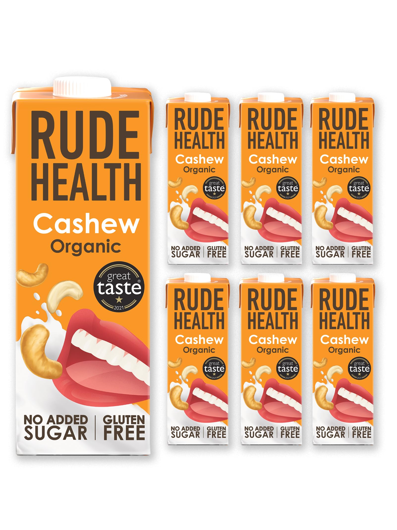 Rude Health6 x 1 Litre Organic Cashew Dairy-Alt Milk, 100% Natural Organic Drink, Lactose Free, Dairy Free & Gluten-Free, Unsweetened, Award-Winning, Healthy & Vegan, 100% Recyclable Pack