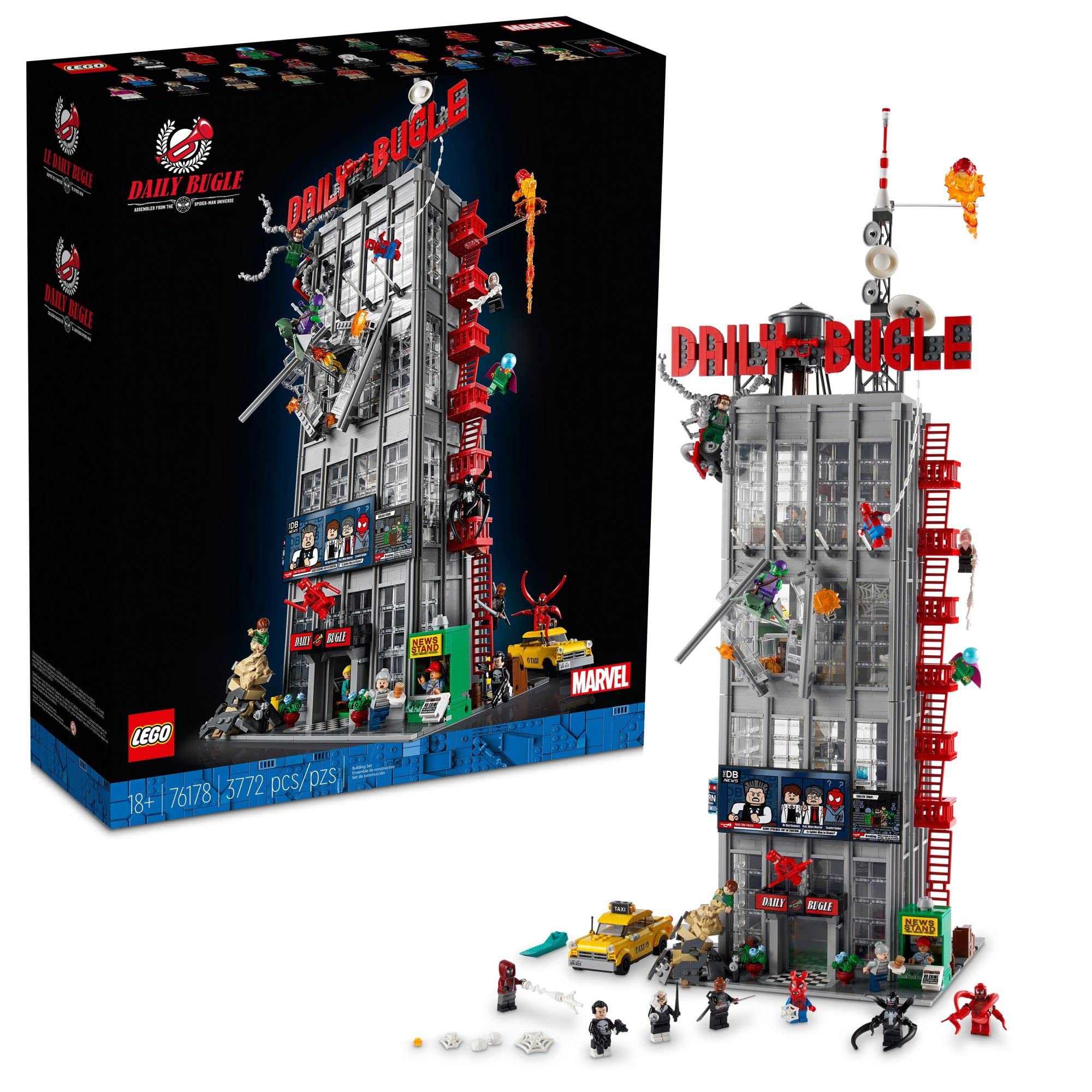 LEGOMarvel Spider-Man Daily Bugle Newspaper Office 76178 Building Set - Featuring 25 Spider-Verse Minifigures Including Peter Parker, Venom, and Spider-Gwen, Collectible Gift Idea for Adults