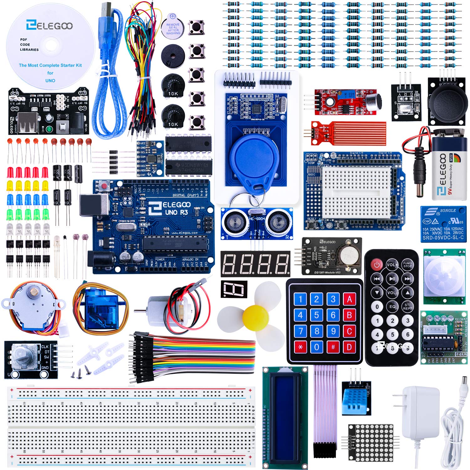 ELEGOOElegoo UNO R3 Project Complete Starter Kit with Tutorial for Arduino (63 Items)