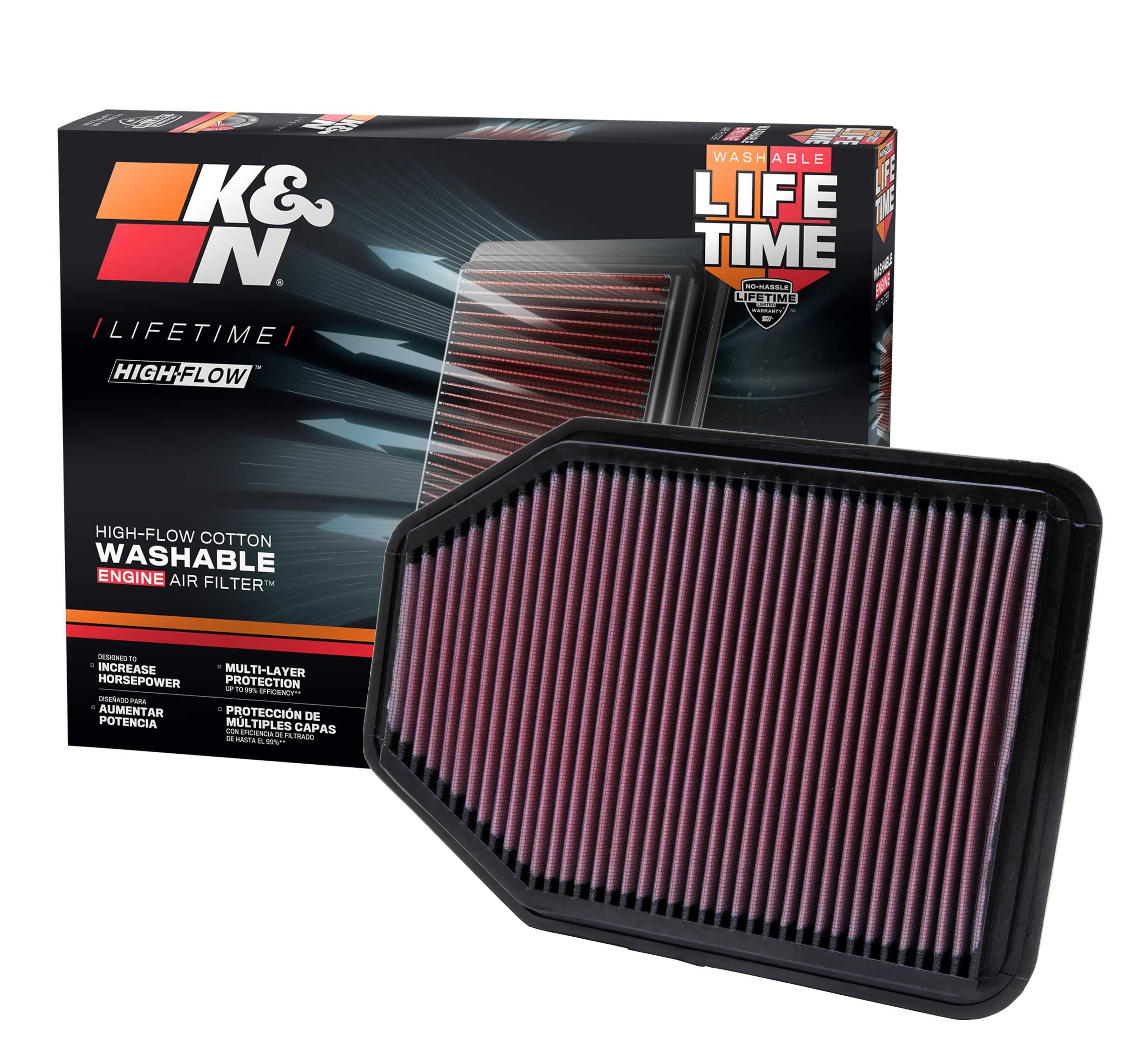 K&N Engine Air Filter: High Performance, Premium, Washable, Replacement Filter: Compatible with 2007-2018 Jeep Wrangler V6 3.6L, 33-2364