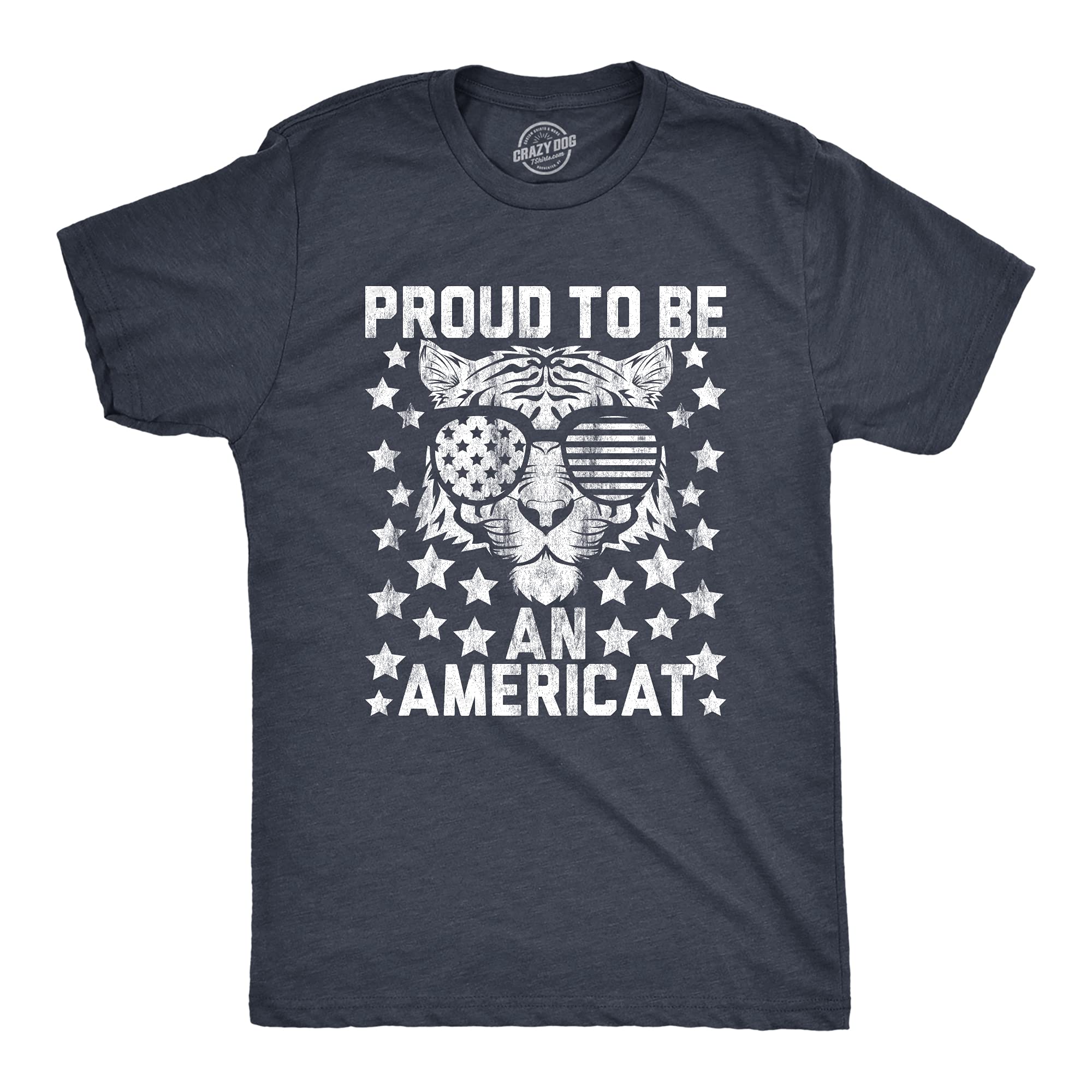 Mens Proud to Be an Americat Tshirt Funny 4th of July USA Tiger Patriotic Graphic Tee