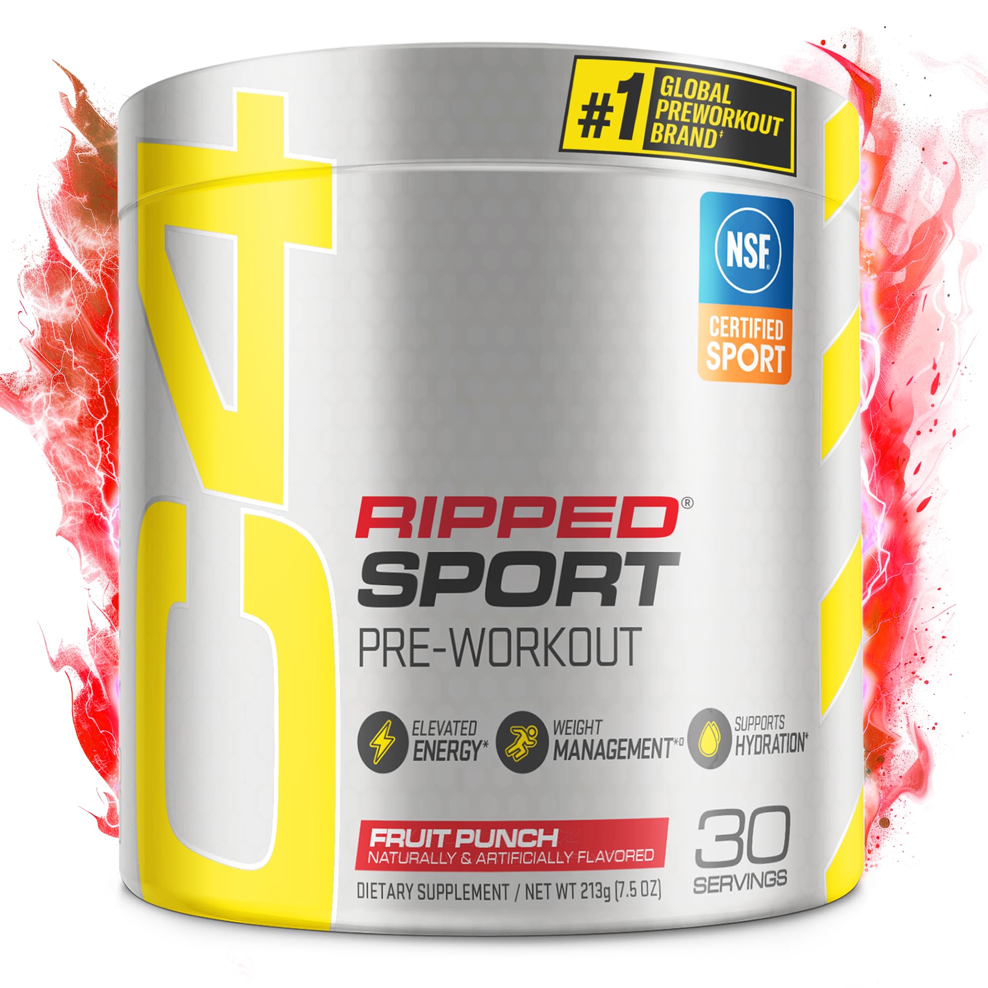 Cellucor C4 Ripped Sport Pre Workout Powder Fruit Punch - NSF Certified for Sport + Sugar Free Preworkout Energy Supplement for Men & Women | 135mg Caffeine | 30 Servings