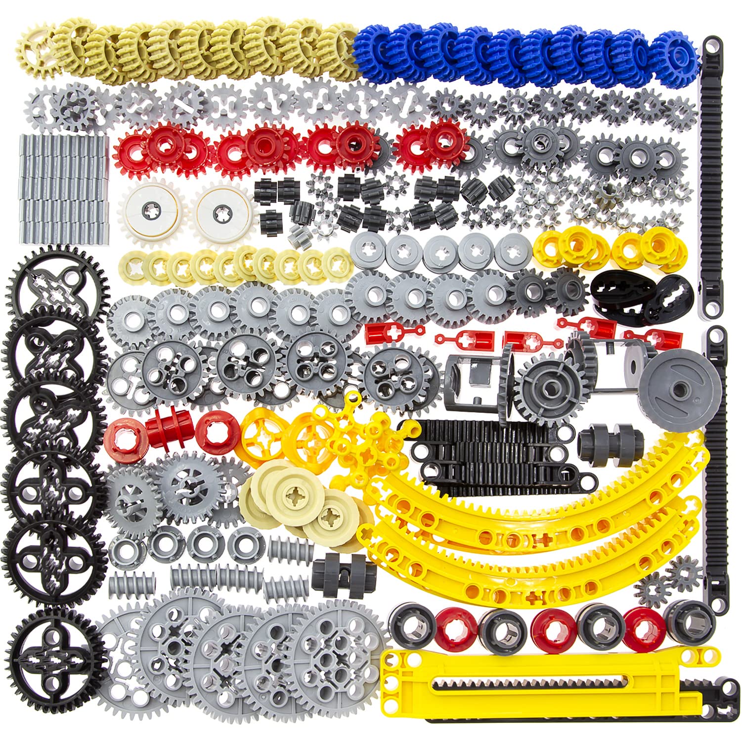 233pcs Technic-Parts Technic-Gears Axle-Pin-Connector Compatible with Lego-Technic Technic Cam Worm Cogs Gears Steering Parts Differential Engine Kit. MOC Pieces for Replacement Pieces.