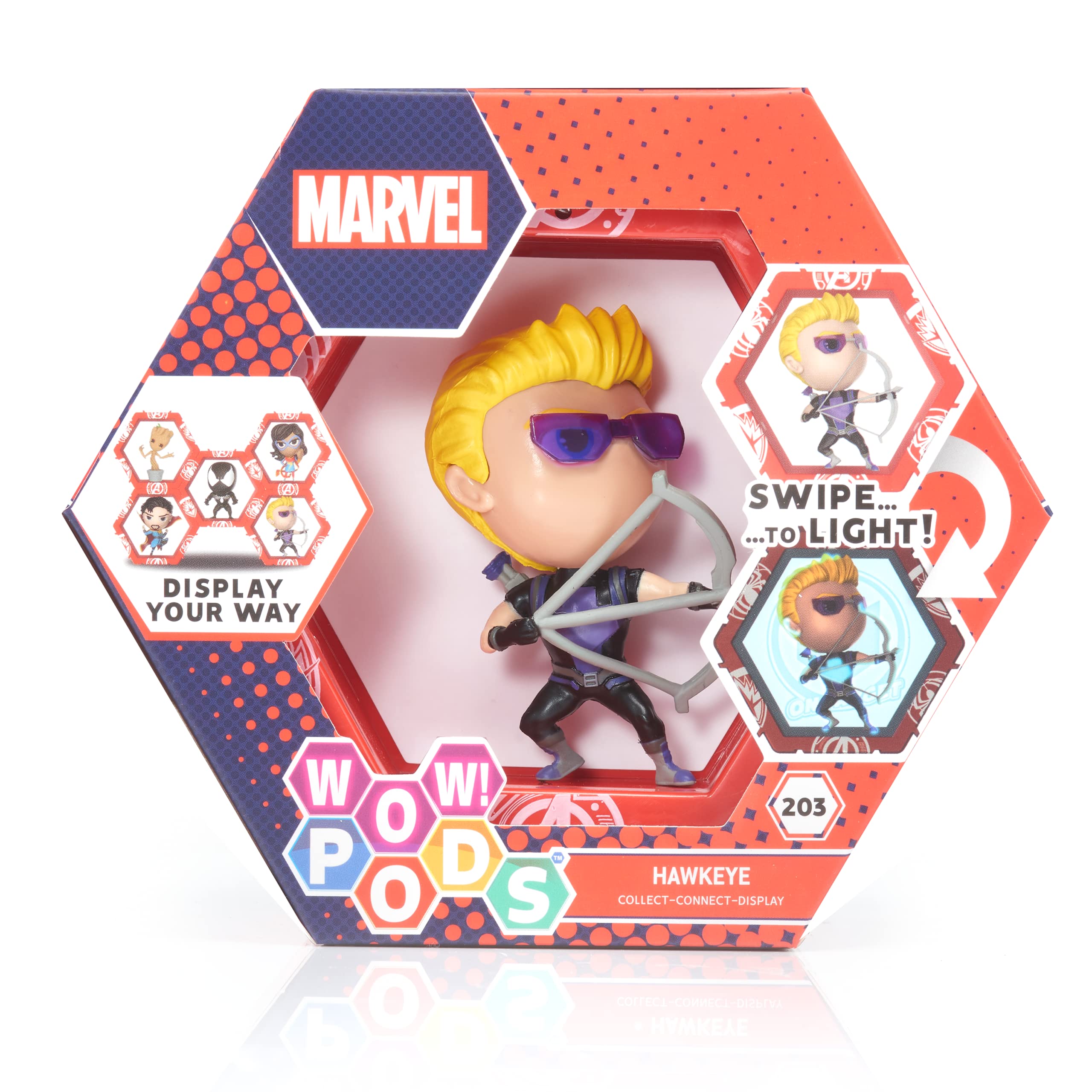 WOW! PODSAvengers Collection - Hawkeye | Superhero Light-Up Bobble-Head Figure | Official Marvel Collectable Toys & Gifts | Number 203 in Series, Black