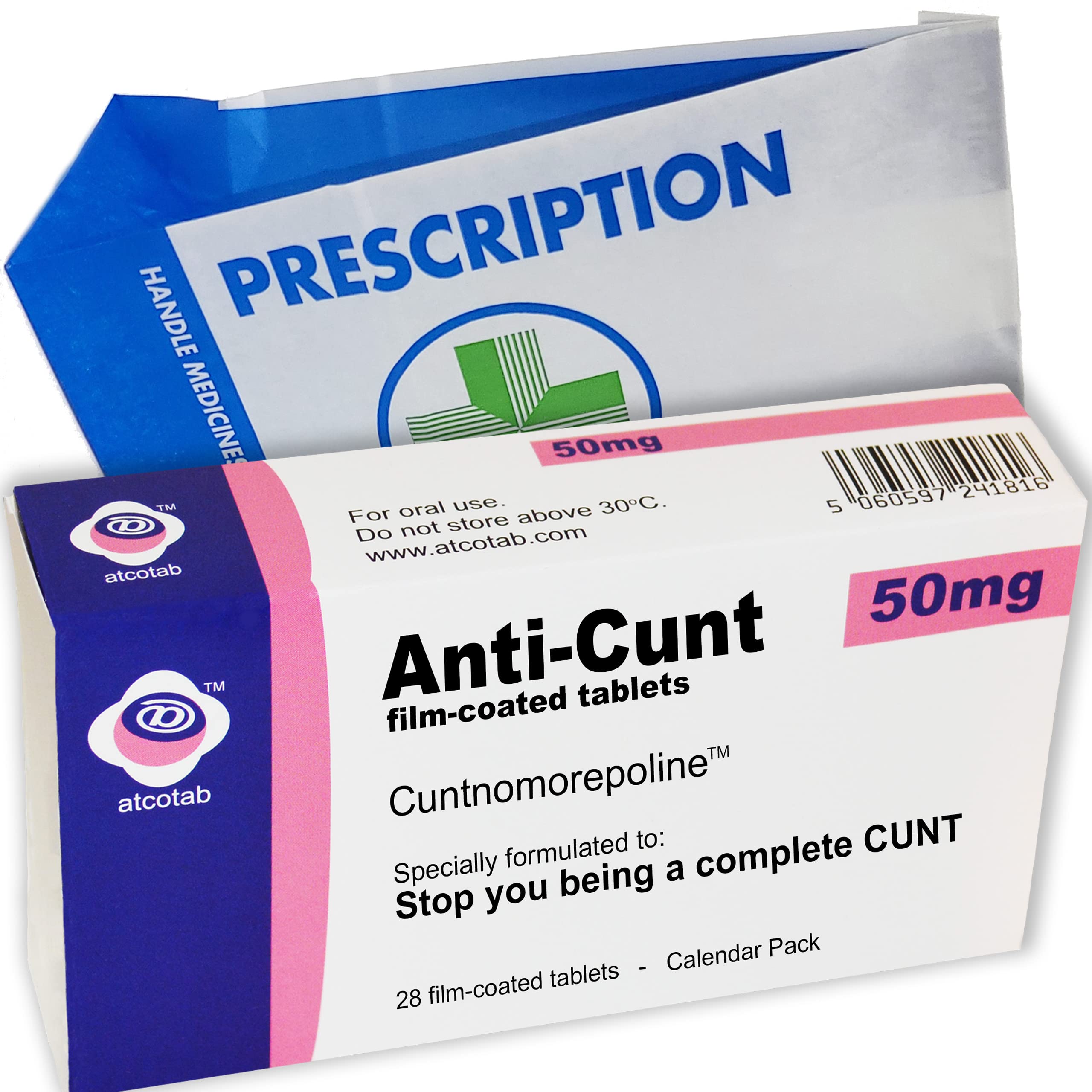 Anti Cunt Tablet Box Prank Pill Xmas Gift the Ideal Present for Him Husband Boyfriend Dad Men Uncle Funny Valentines Christmas 40th 50th 60th Secret Santa Birthday Aprils fools