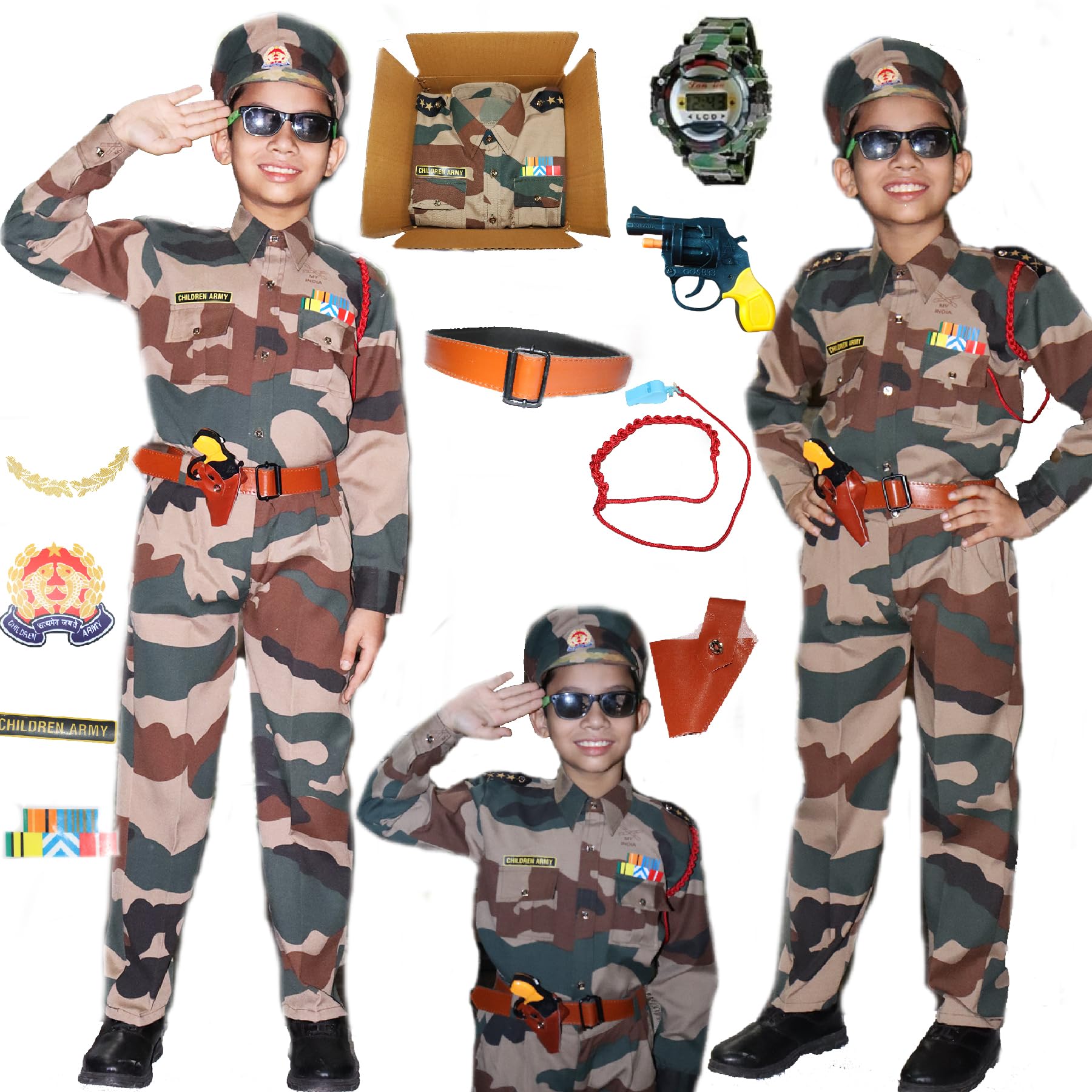 Rudra Fancy Dress Army Costumes for kids police costume & BSF csotumes subhash chandra bose costumes fancy dress costumes for age group 3 to 12 yrs