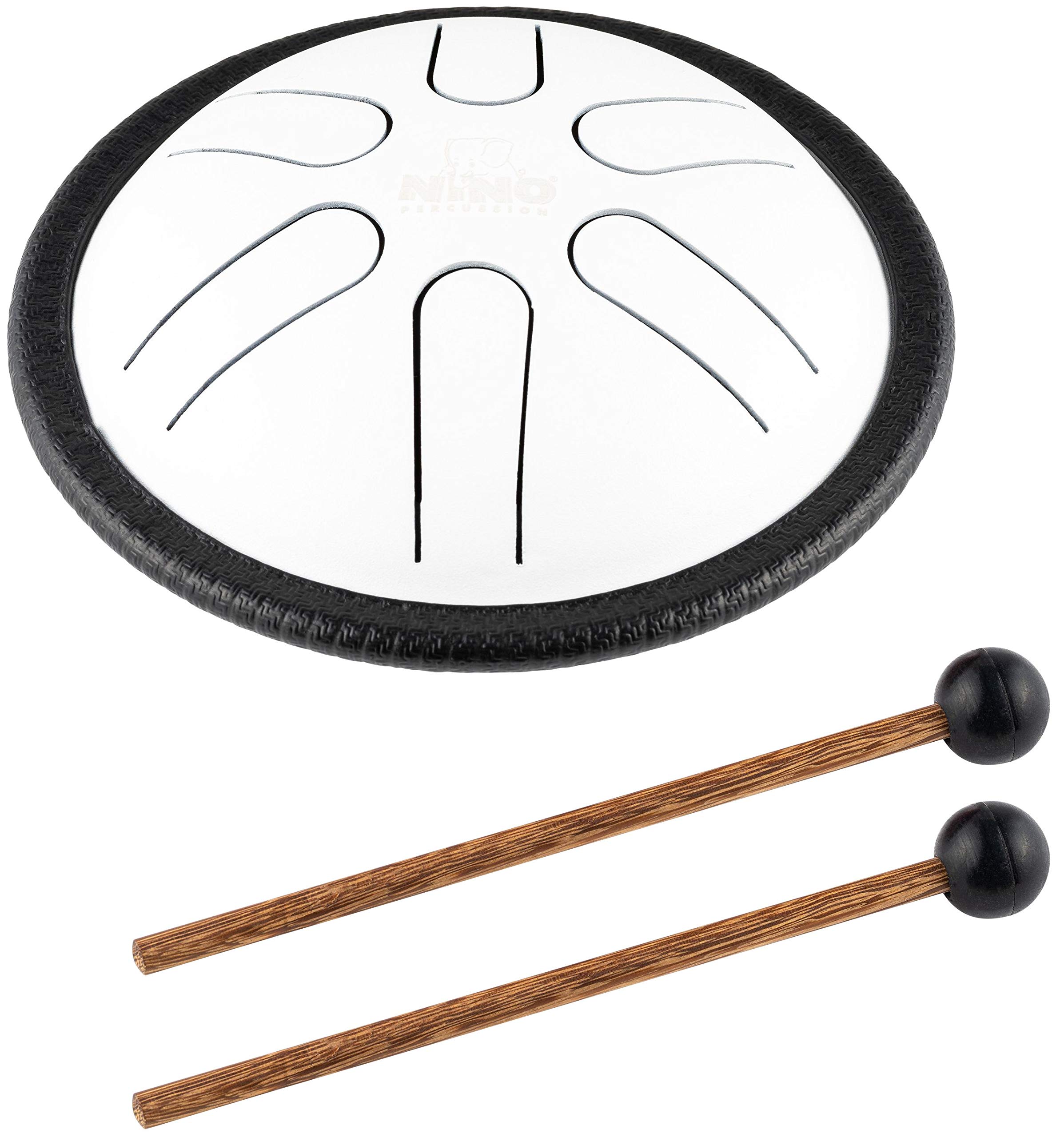 Nino PercussionMini Melody Steel Tongue Drum with Mallets — for All Ages — Easily Create Songs, for Classroom Music, 2-YEAR WARRANTY (NINO980WH), White