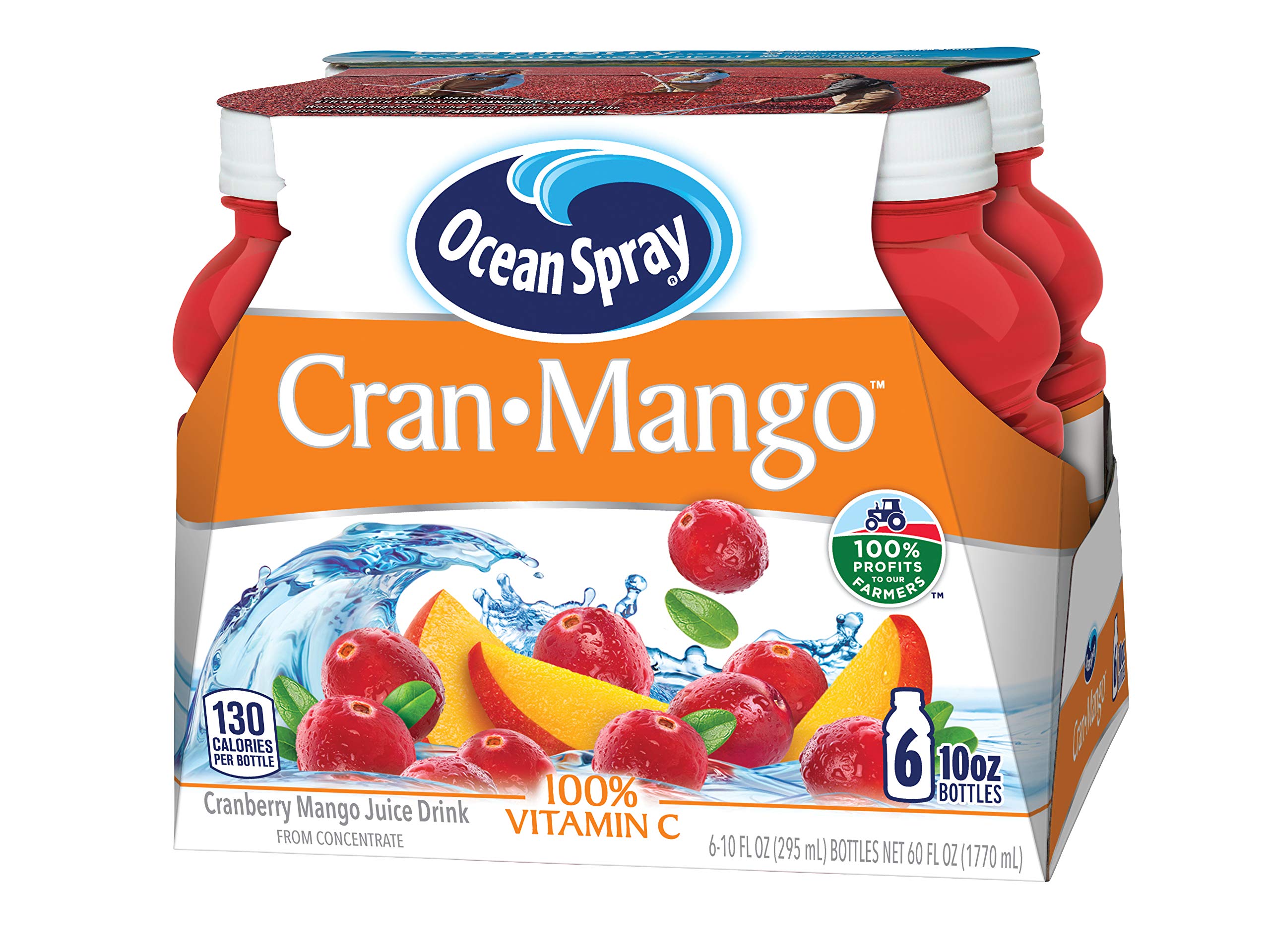 Ocean Spray Juice Drink, Cranberry Mango, 10 Fl Oz Bottles, 6 Pack