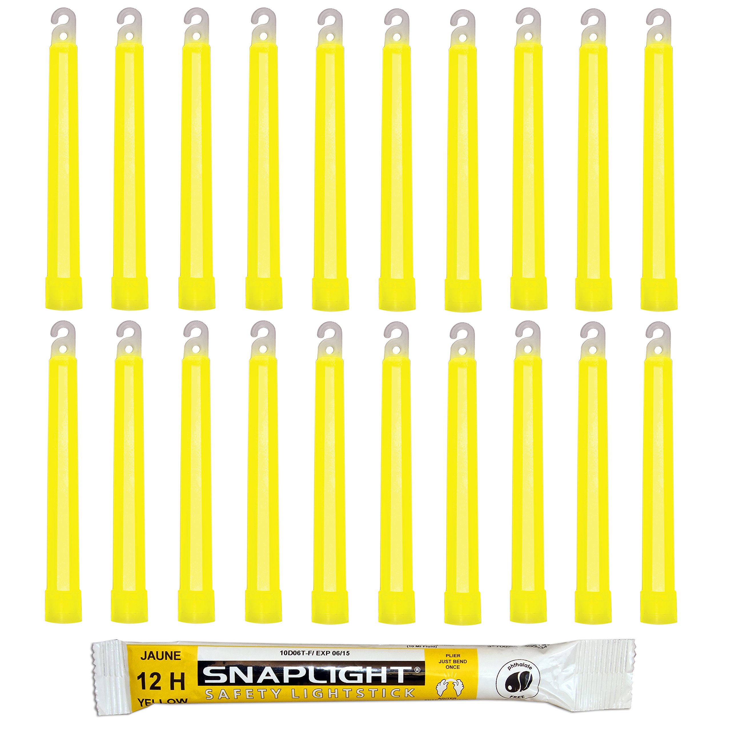 CyalumeSnapLight Yellow Glow Sticks – 6 Inch Industrial Grade, High Intensity Light Sticks with 12 Hour Duration (Pack of 20)