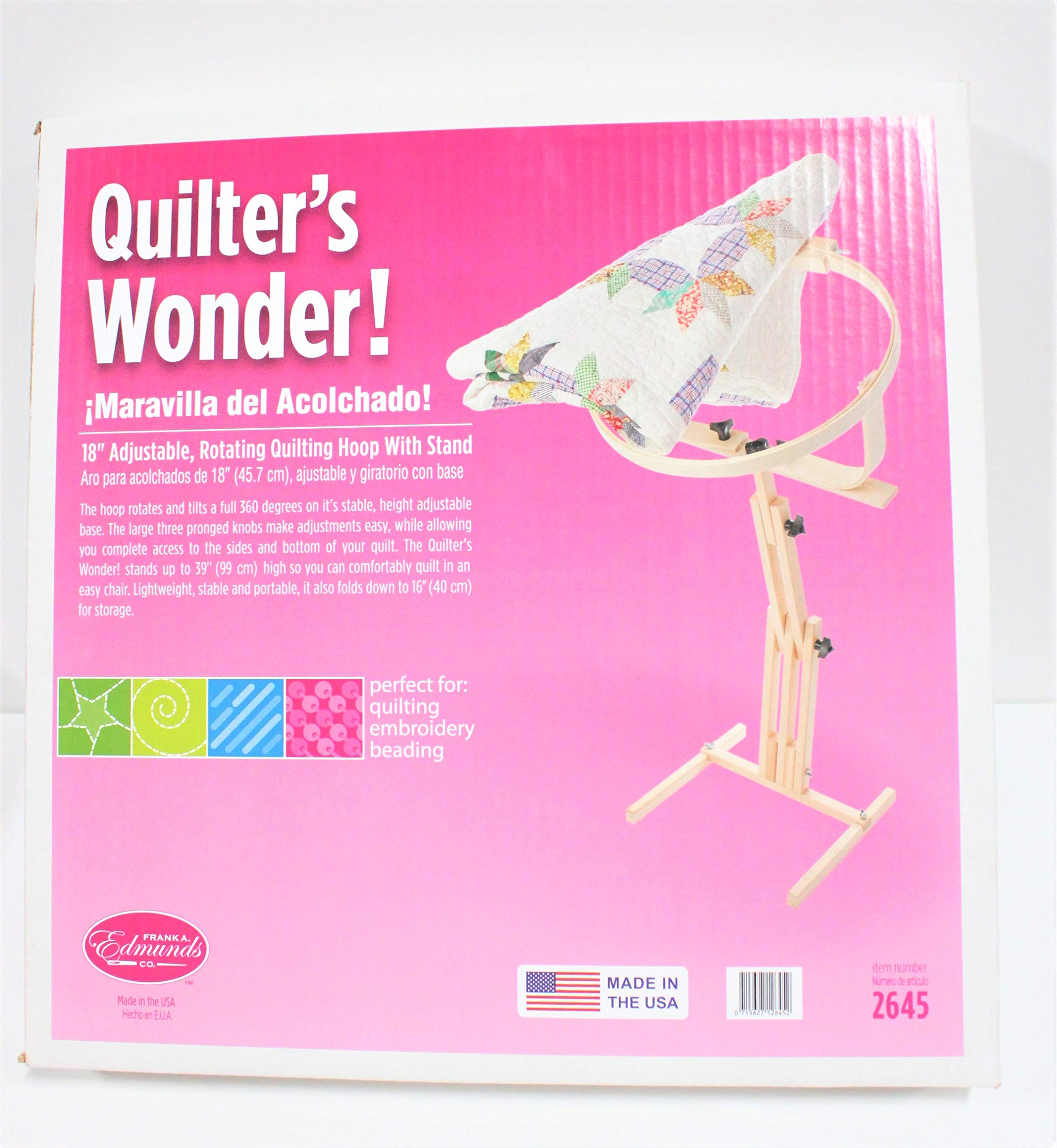 F.a. Edmunds Quilters Wonder Adjustable Quilting Hoop Frame With Stand,18" round