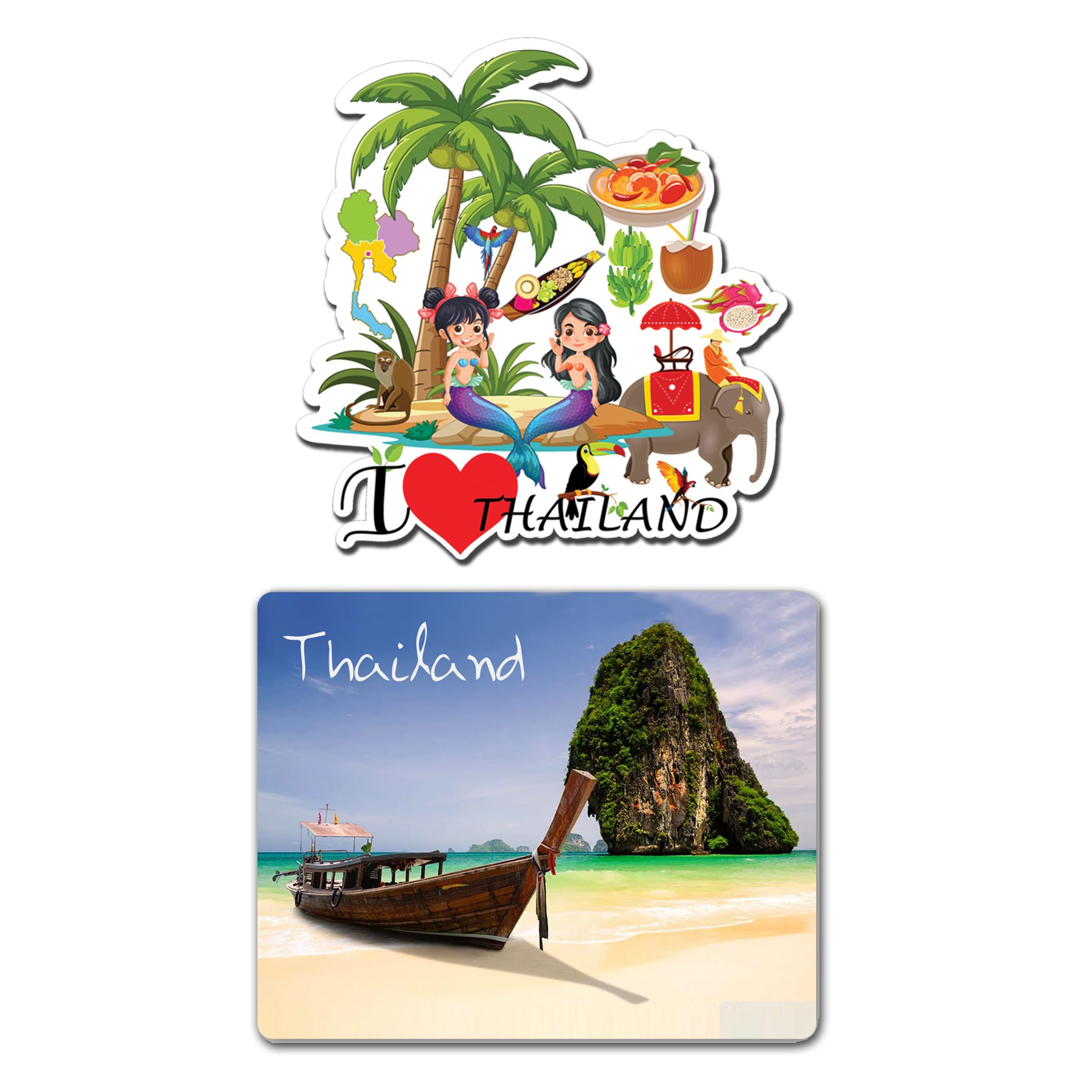 Kaseeda Gifts Decoration Thailand Souvenir Wooden Fridge Magnet Home Decor Set of 2 Pcs