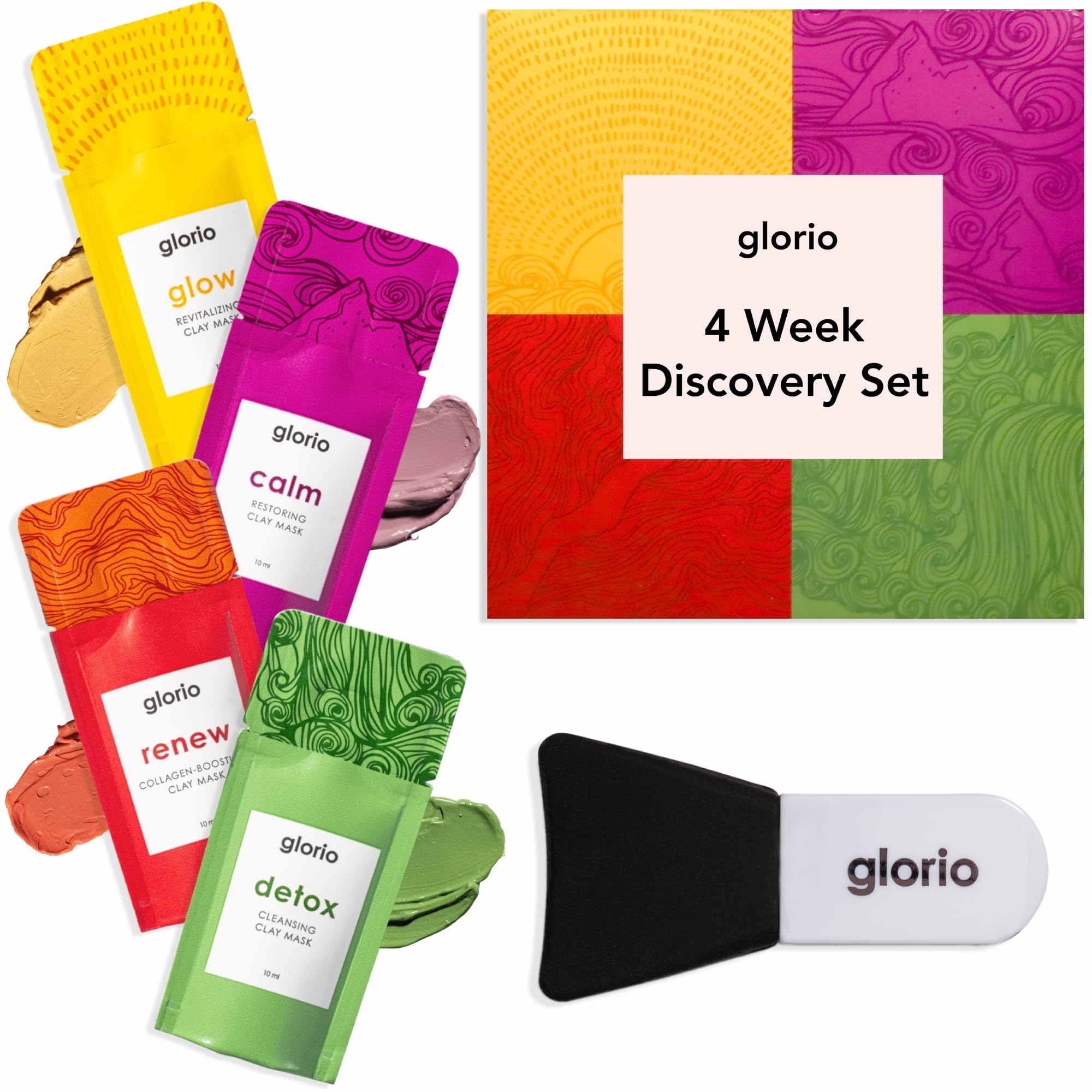 GlorioDiscovery Kit: Rare Aztec Clay Face Masks - 4 Week Beauty Gift Set - Facial Skin Care: Boost Radiance, Minimize Pores, Reduce Wrinkles on Dry Irritated Skin - Indian Clay, Beauty Skincare Women